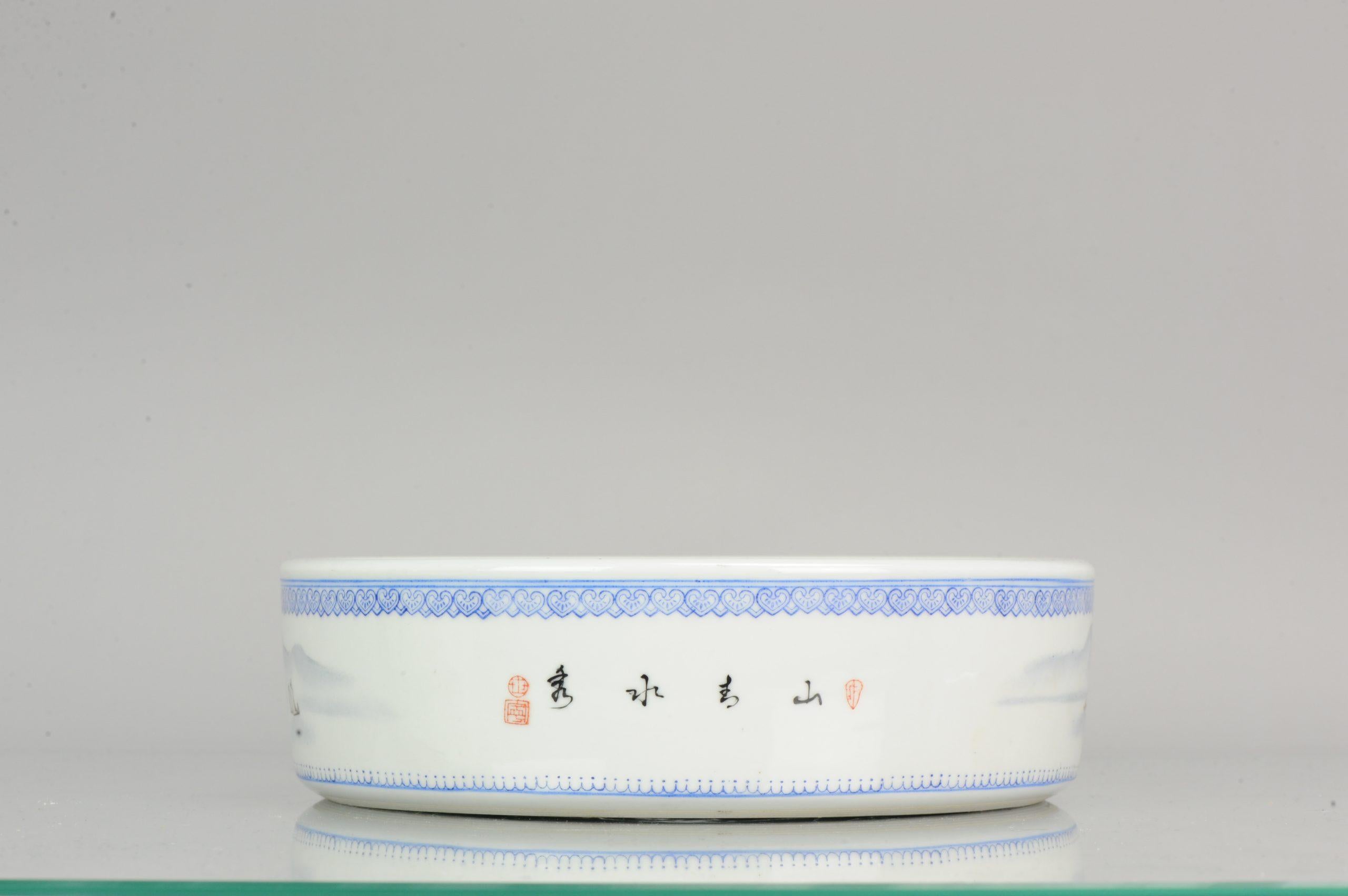 Porcelana china marcada Década de 1970-1980 ProC Arandela de cepillo Marcada Paisaje 2
