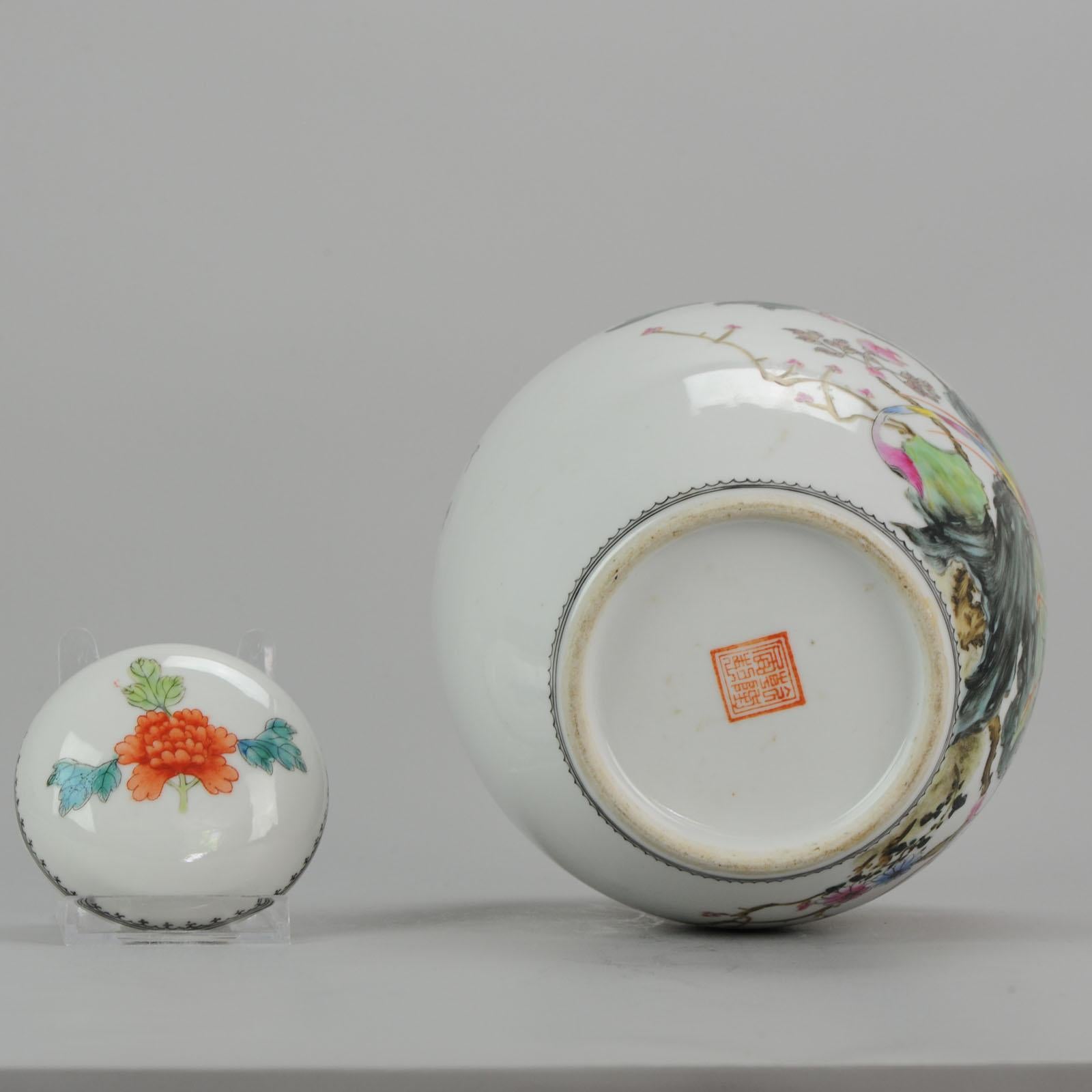 Marked Chinese Porcelain ProC Vase Jar with Fenghuang Calligraphy, 1960-70's  In Good Condition For Sale In Amsterdam, Noord Holland