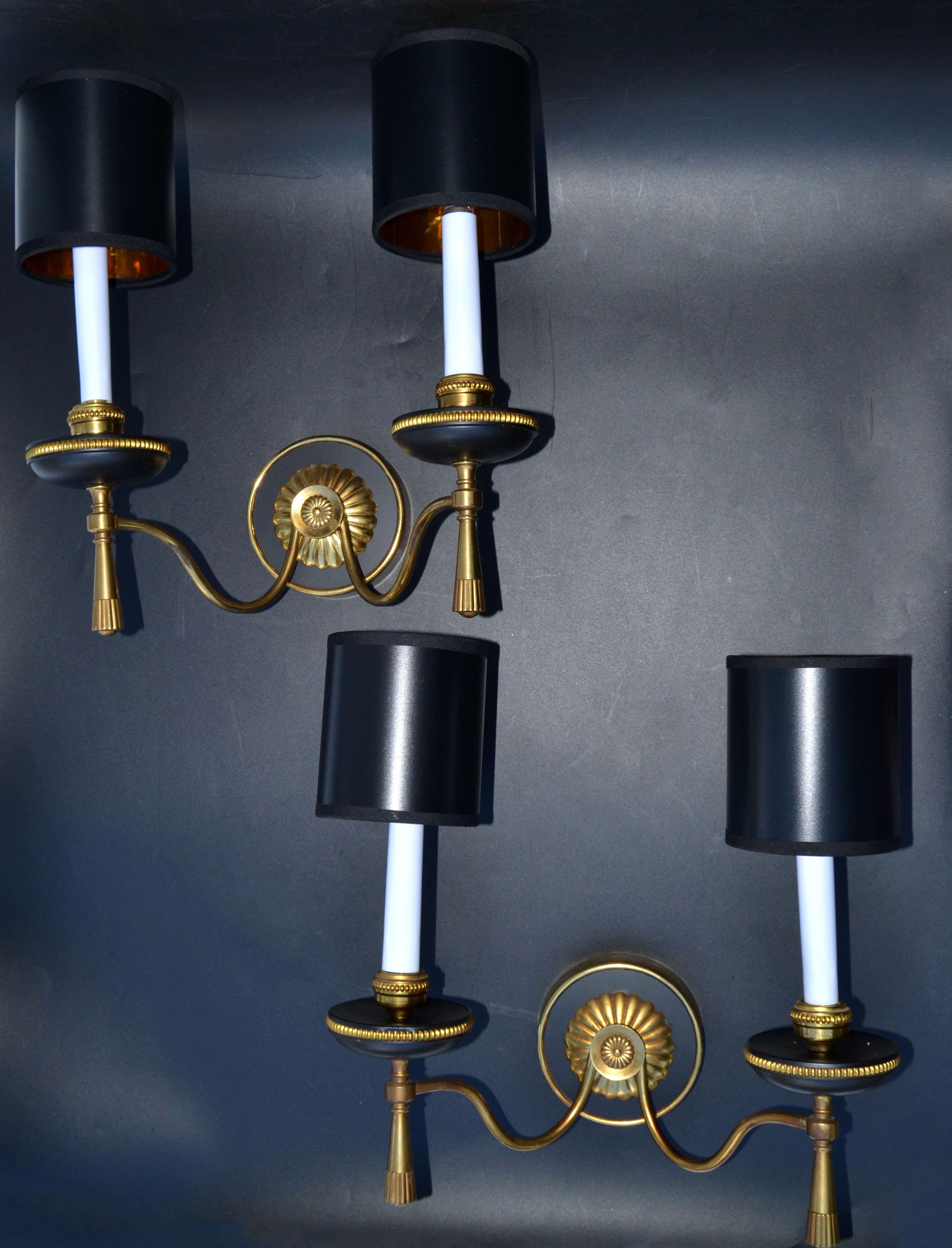 Marked Gaetano Sciolari Two Lights Wall Sconces 2 Tone Brass Italy 1970s, Pair For Sale 6