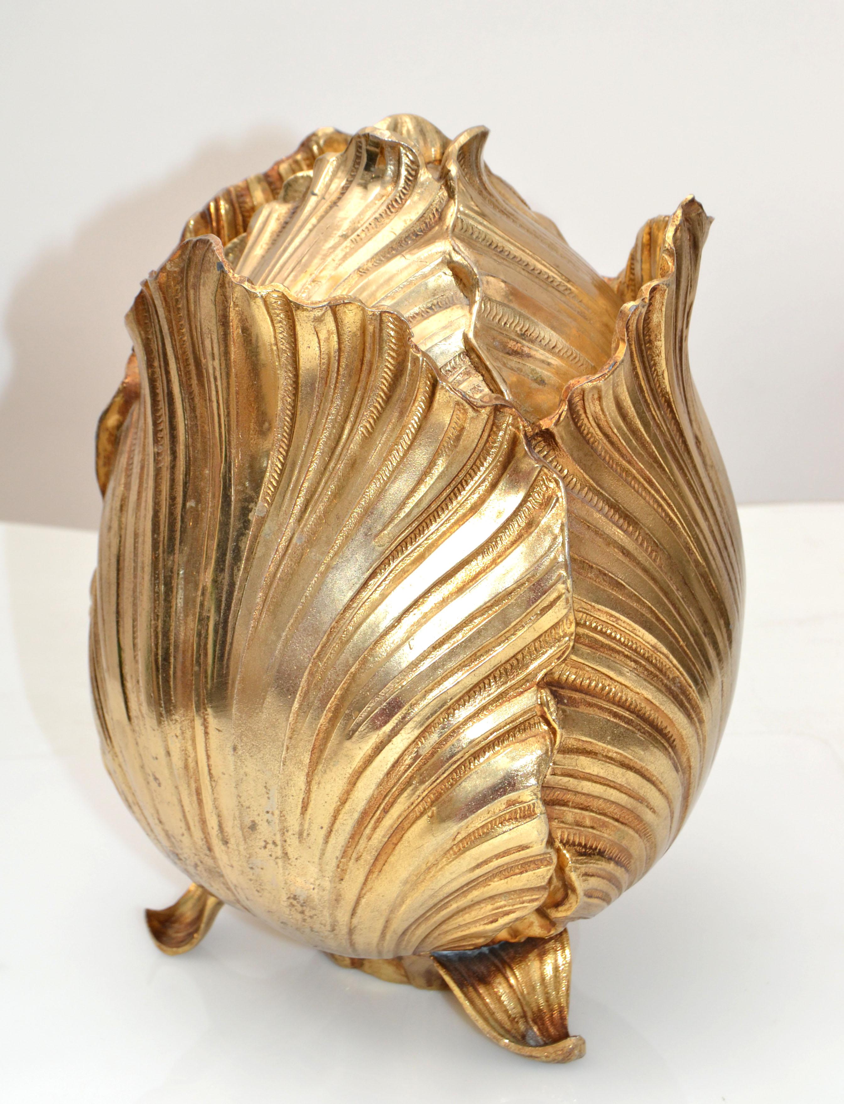 Cast Marked Gold Plate Artichoke Mauro Manetti Ice Bucket Mid-Century Modern Italy