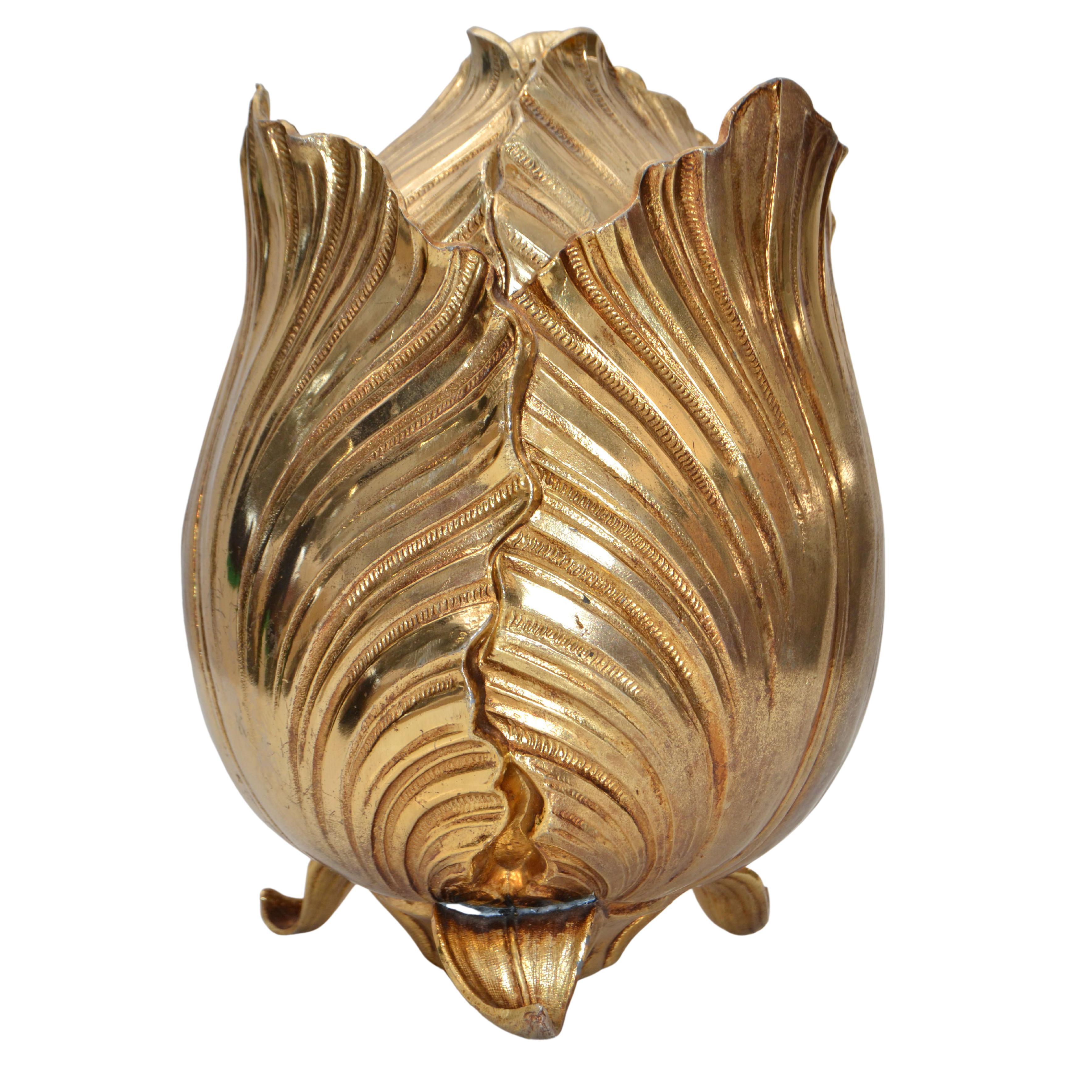 Marked Gold Plate Artichoke Mauro Manetti Ice Bucket Mid-Century Modern Italy