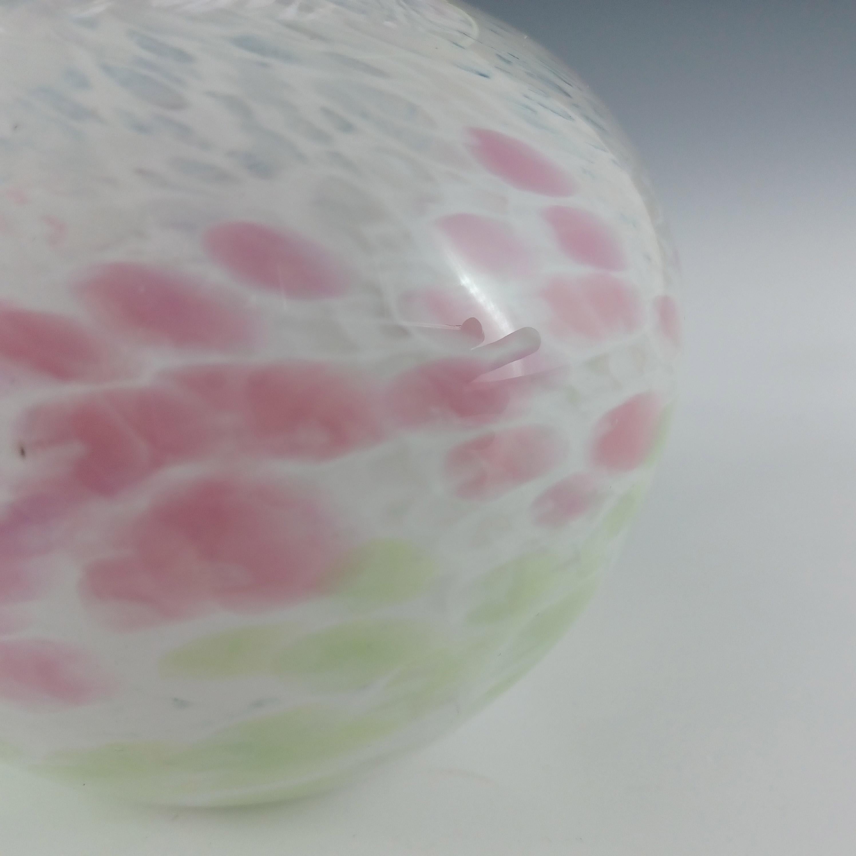 Late 20th Century MARKED Kerry Glass / Michael Harris Pink, Green & White Vase For Sale