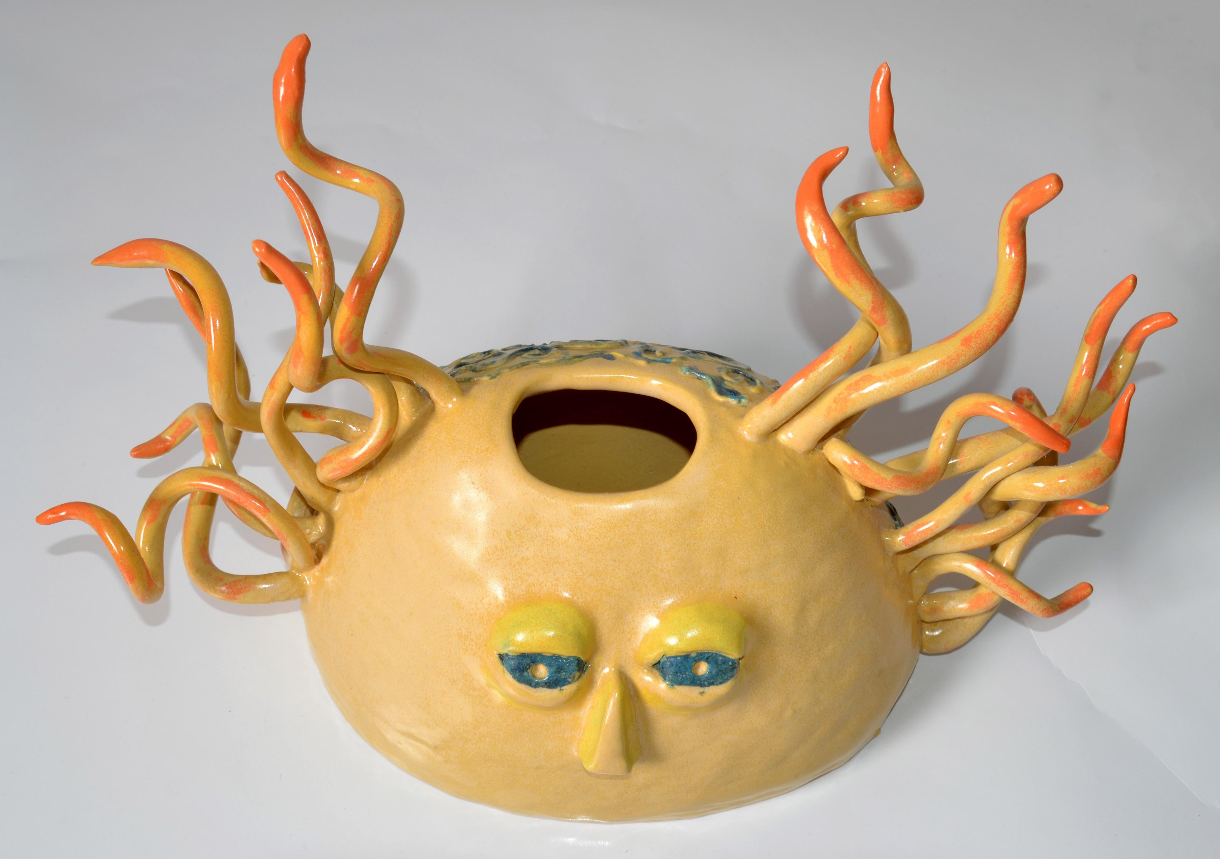 Große glasierte abstrakte Keramik-Gesichtsskulptur, Studio-Skulptur, Amerika  im Angebot 7