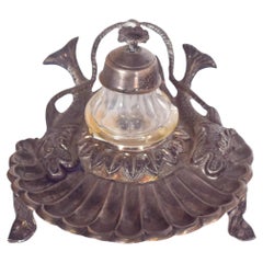 Encrier en argent marqué en forme de coquillage
