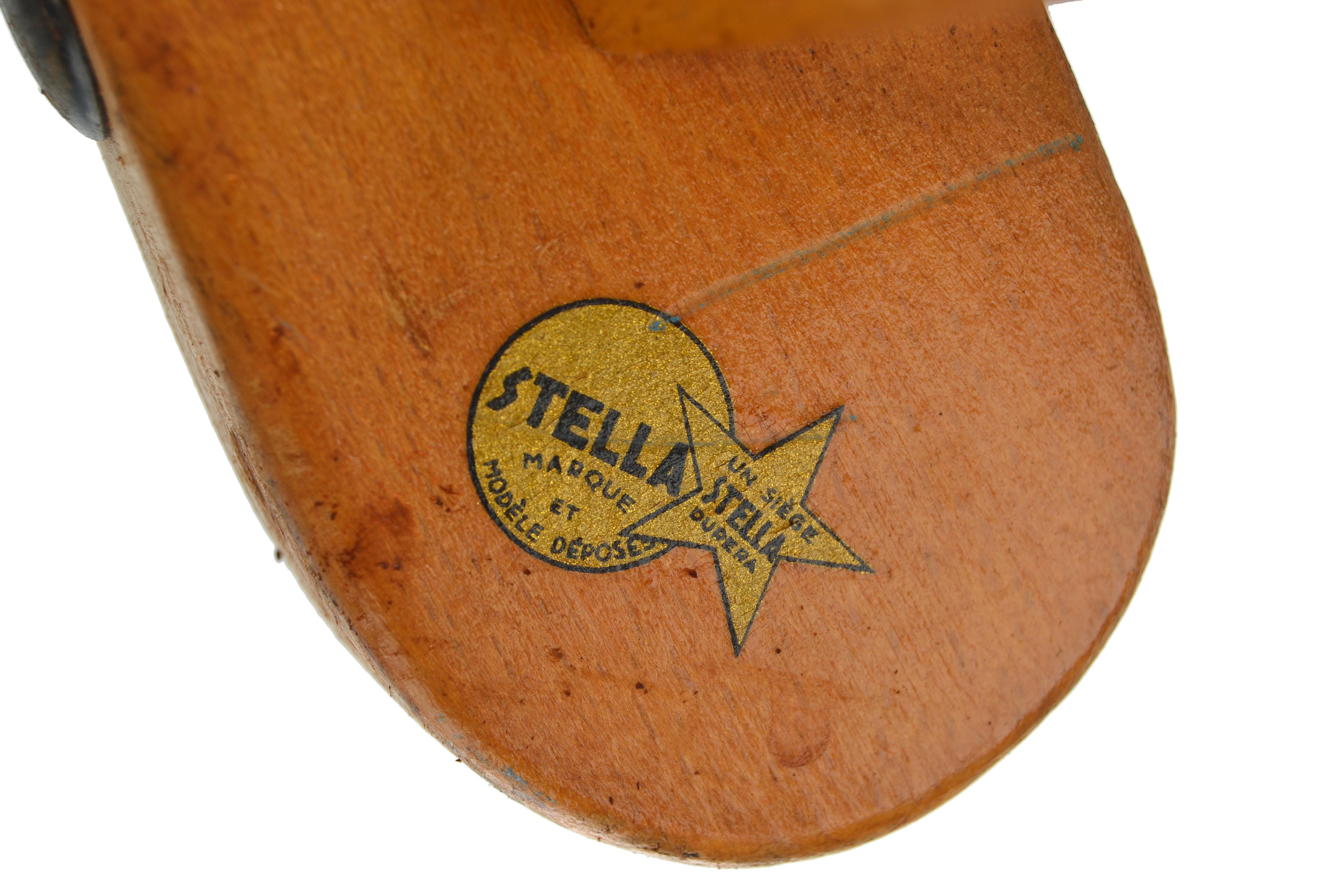 Marked Stella Oak Swivel & Height Adjustable Desk Chair Eames Era France 1950  For Sale 1