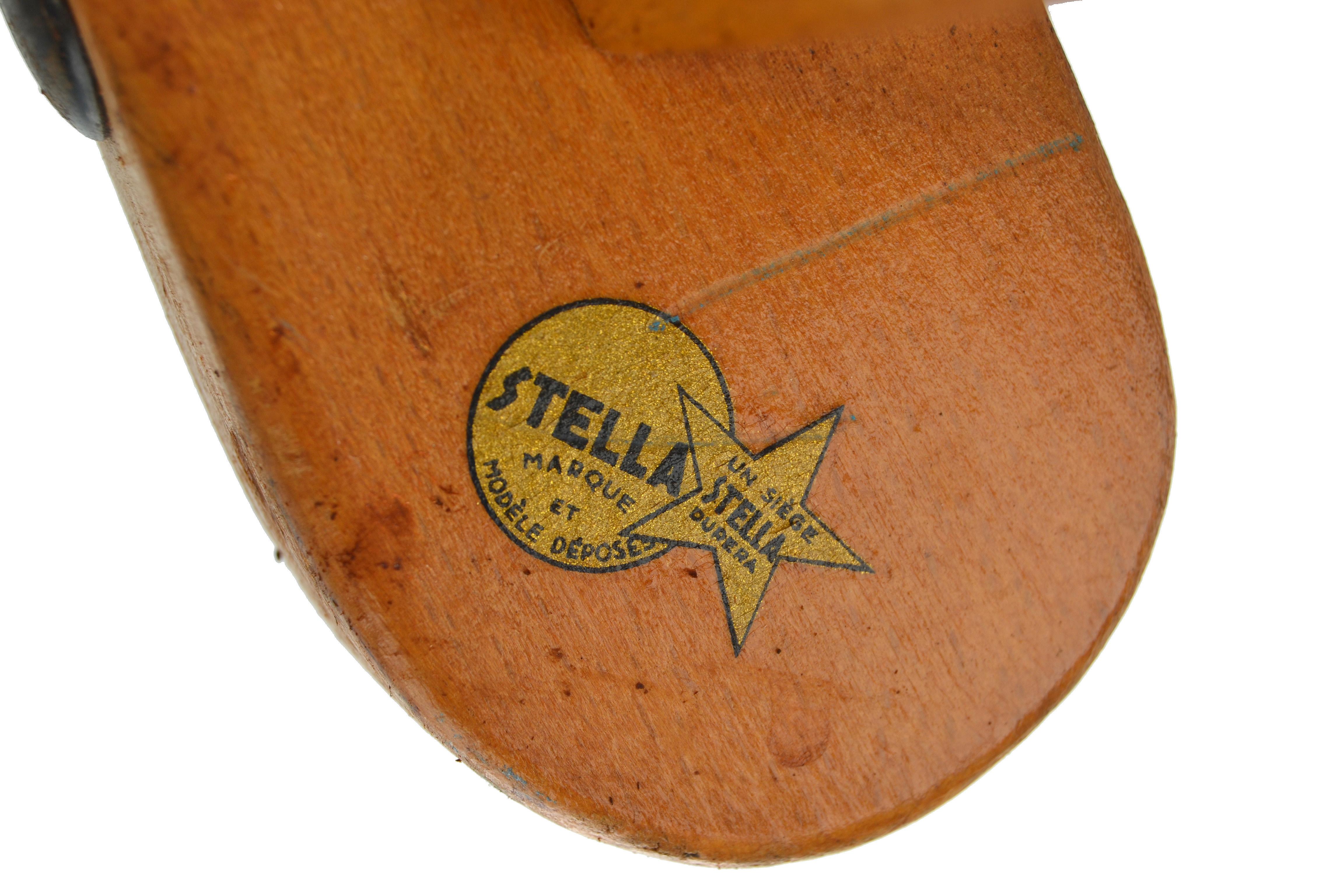 Verstellbarer Schreibtischstuhl aus markierter Stella-Eiche in Dreh- und Höhe, Eames-Ära, Frankreich 1950 im Angebot 4