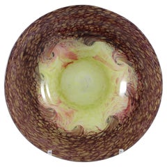 MARKED Strathearn LARGE 9.5" Yellow & Black Glass Bowl