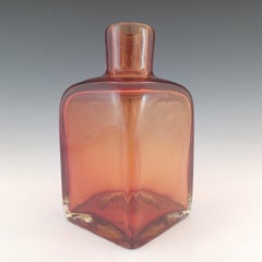 MARKED Venini Murano Brown & Amber Sommerso Glass Bottle Vase