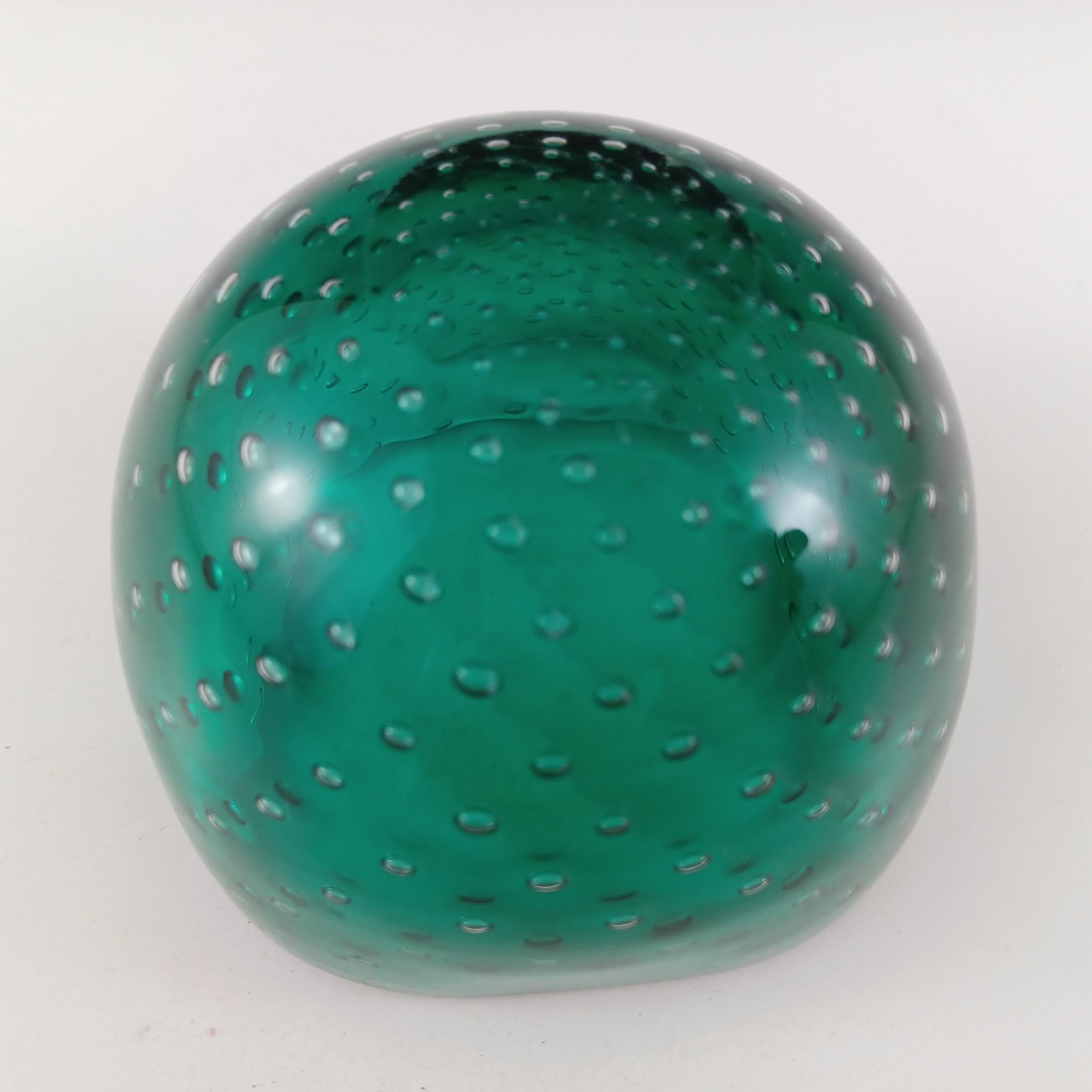MARKED Venini Murano-Blasenschale aus grünem Glas von Carlo Scarpa 3