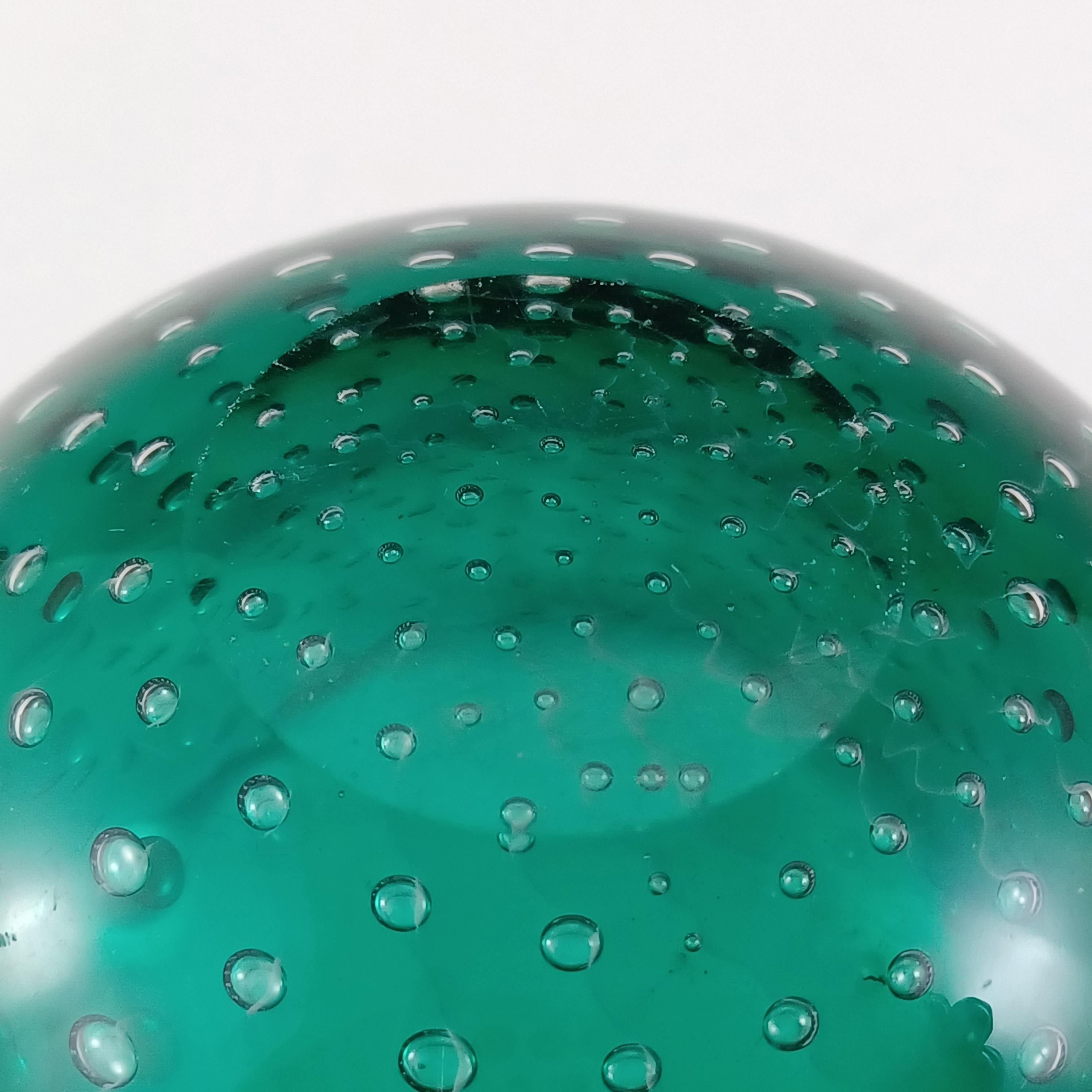 MARKED Venini Murano-Blasenschale aus grünem Glas von Carlo Scarpa 4