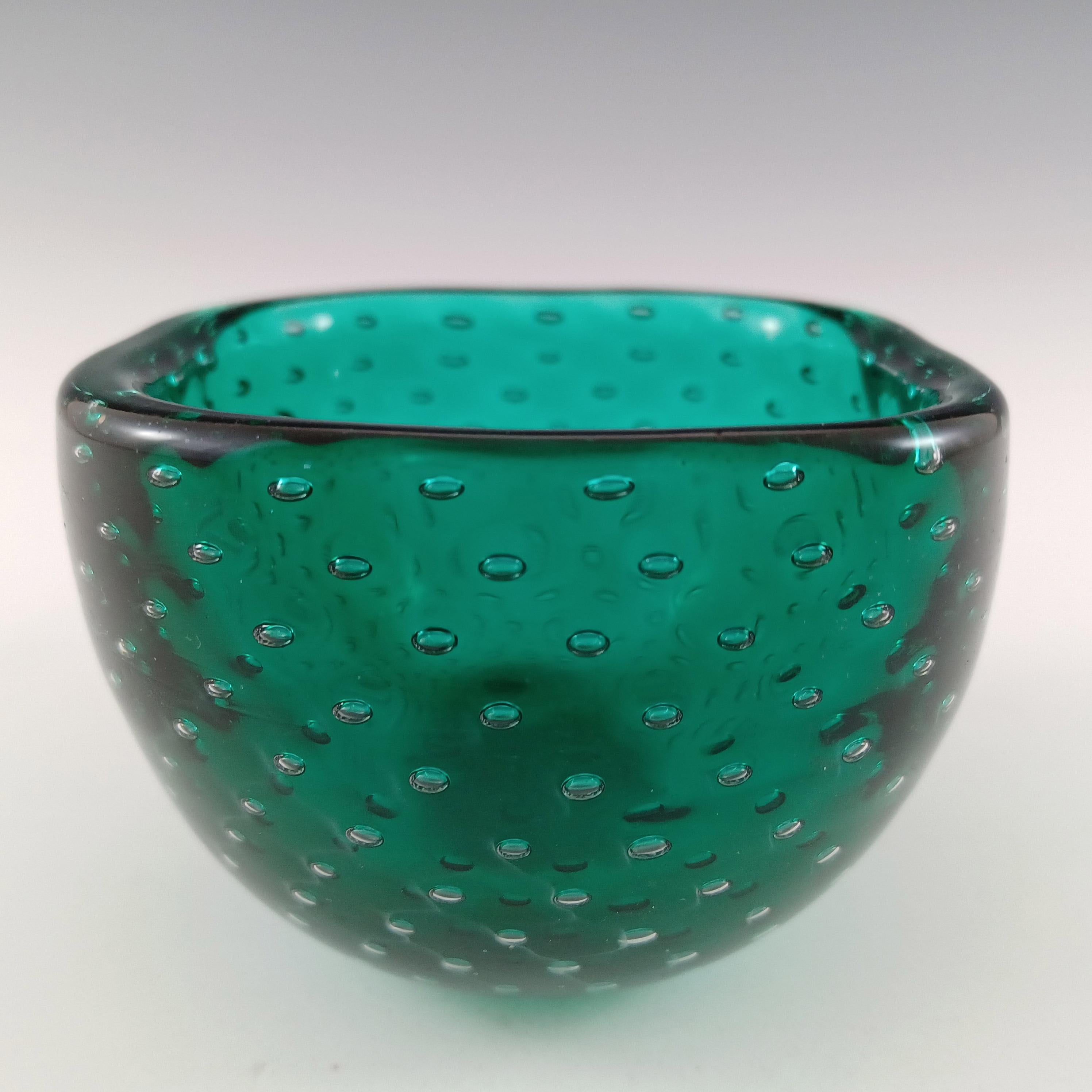 MARKED Venini Murano-Blasenschale aus grünem Glas von Carlo Scarpa (Italienisch)