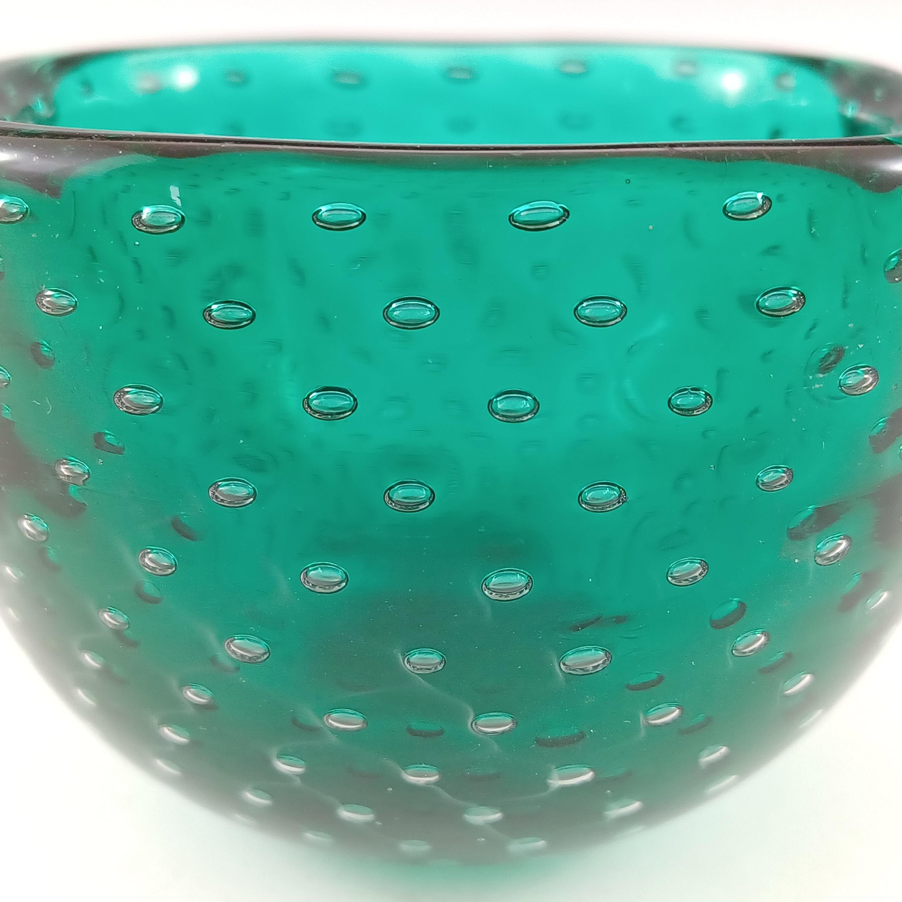 MARKED Venini Murano-Blasenschale aus grünem Glas von Carlo Scarpa (Handgefertigt)