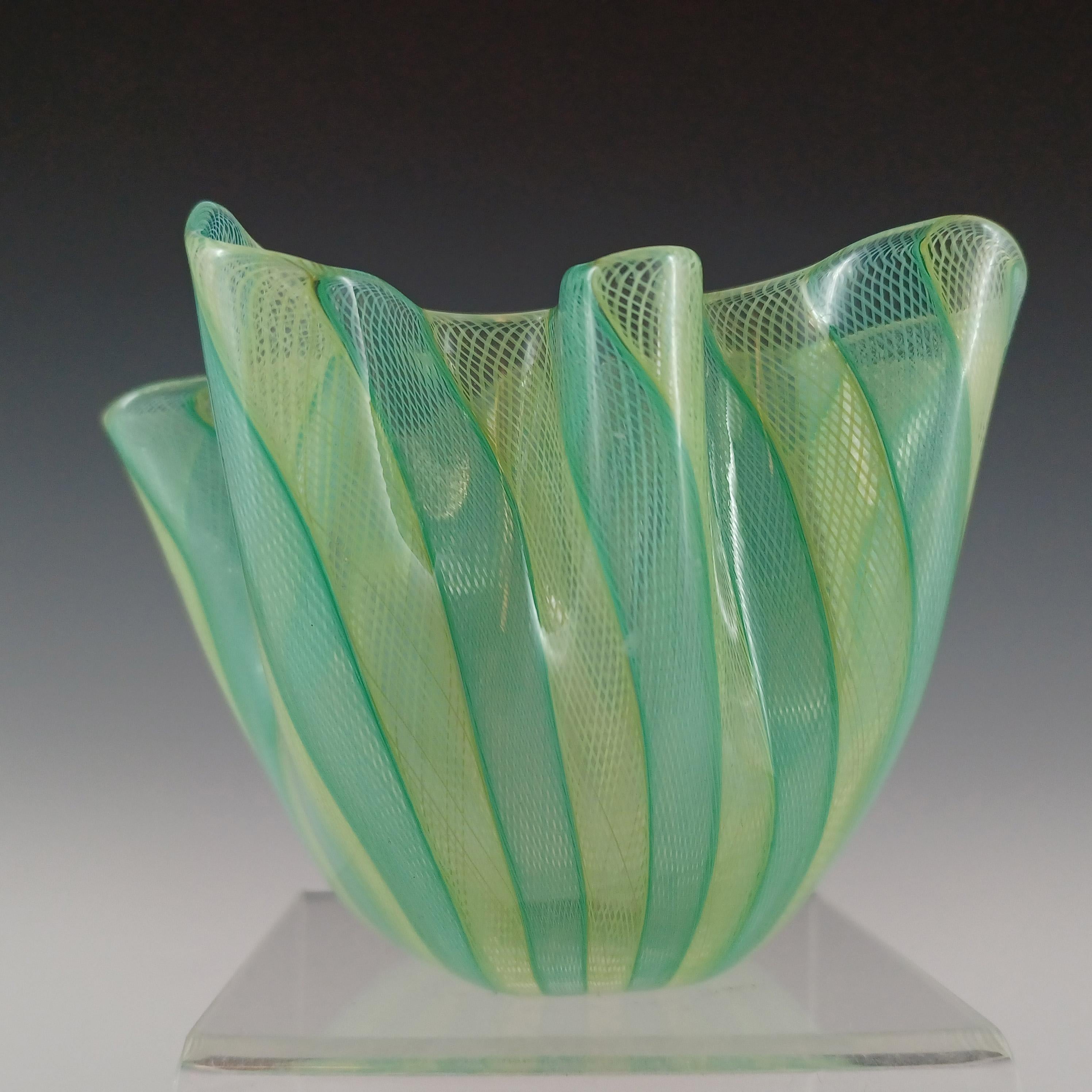 Here is an exquisite 1950's small Venetian green & yellow glass 