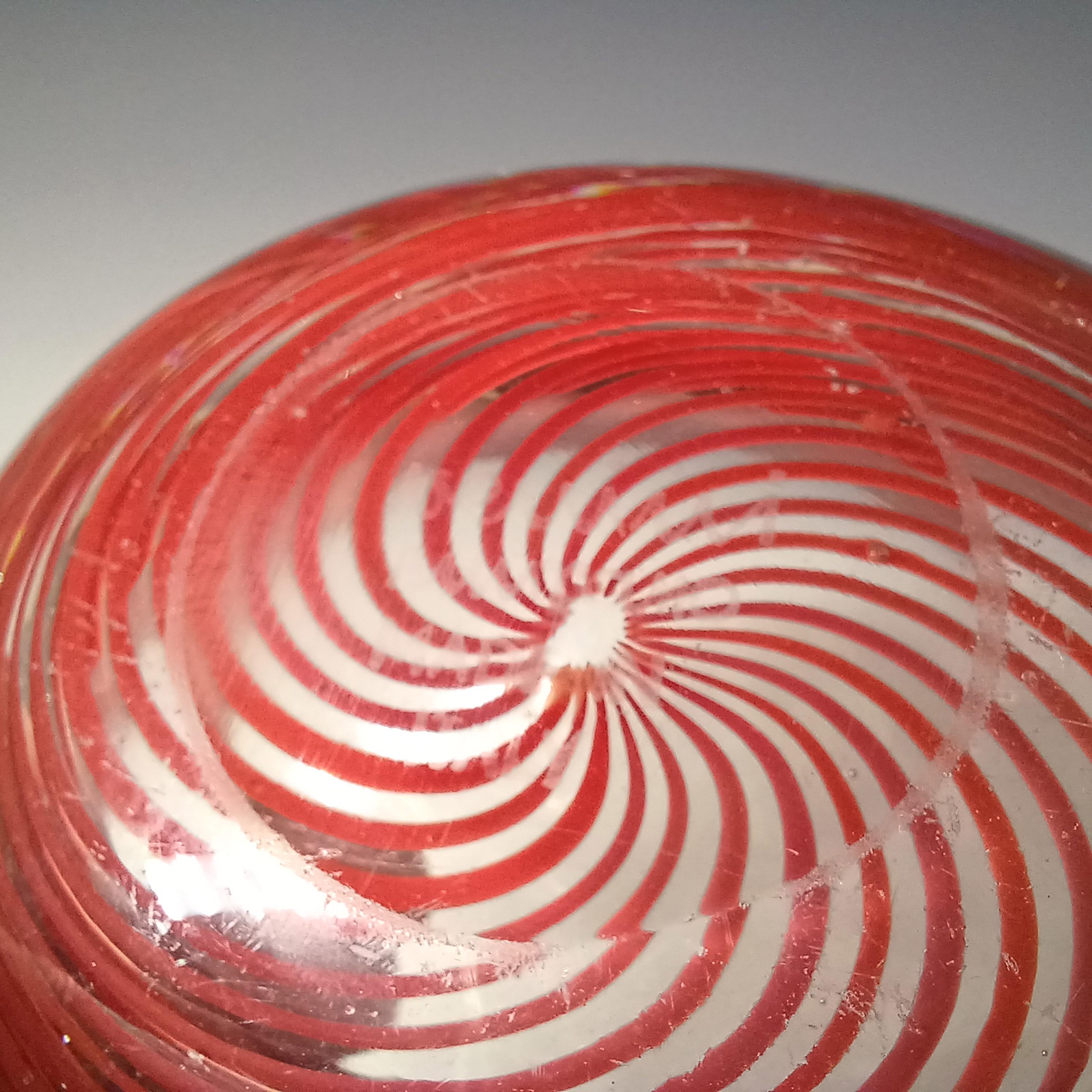 MARKED Venini Murano Orange Glass Spiral Filigree Bowl For Sale 1