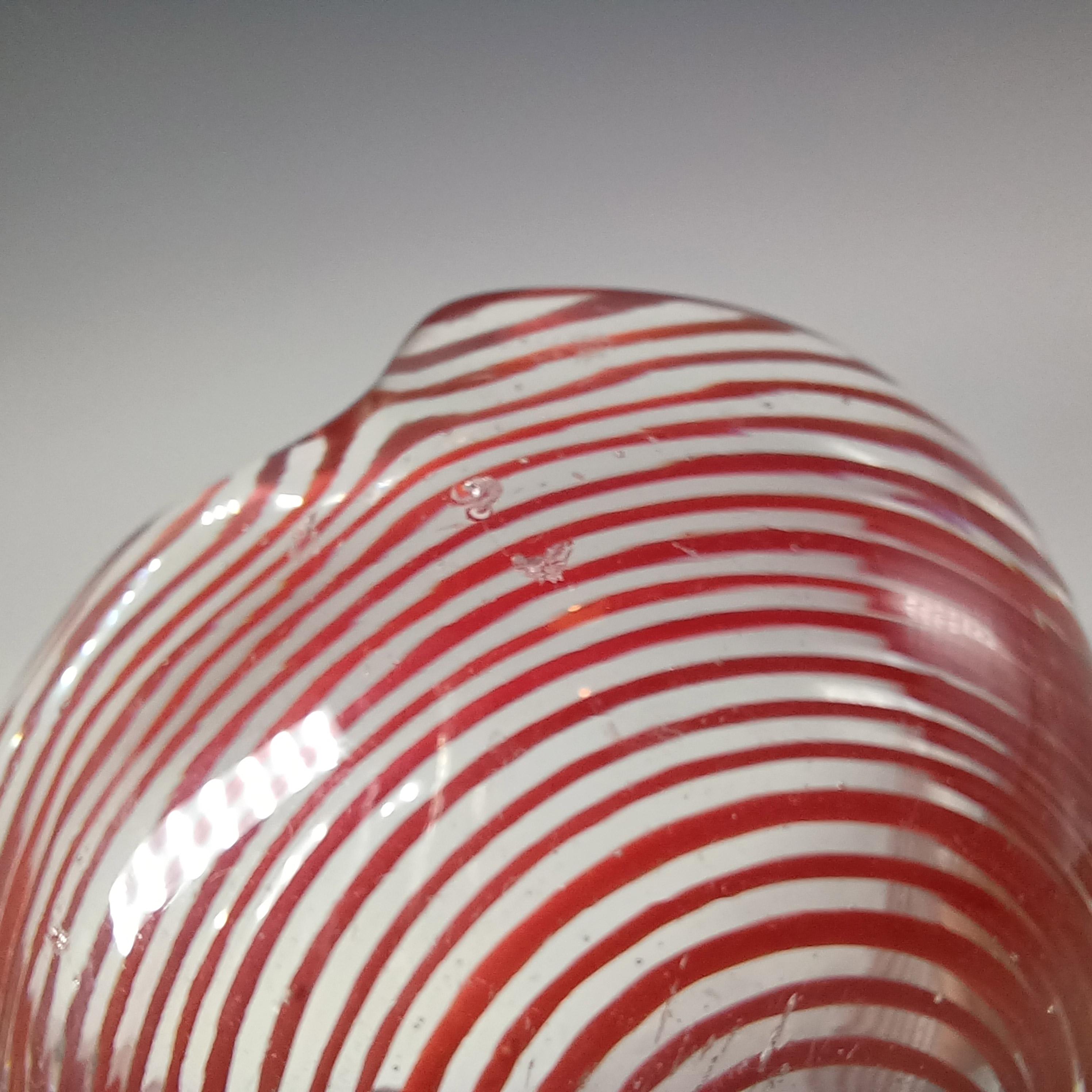 MARKED Venini Murano Orange Glass Spiral Filigree Bowl For Sale 2