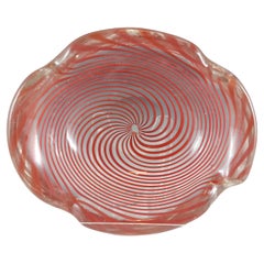 MARQUEE Bol en verre orange filigrané en spirale de Murano