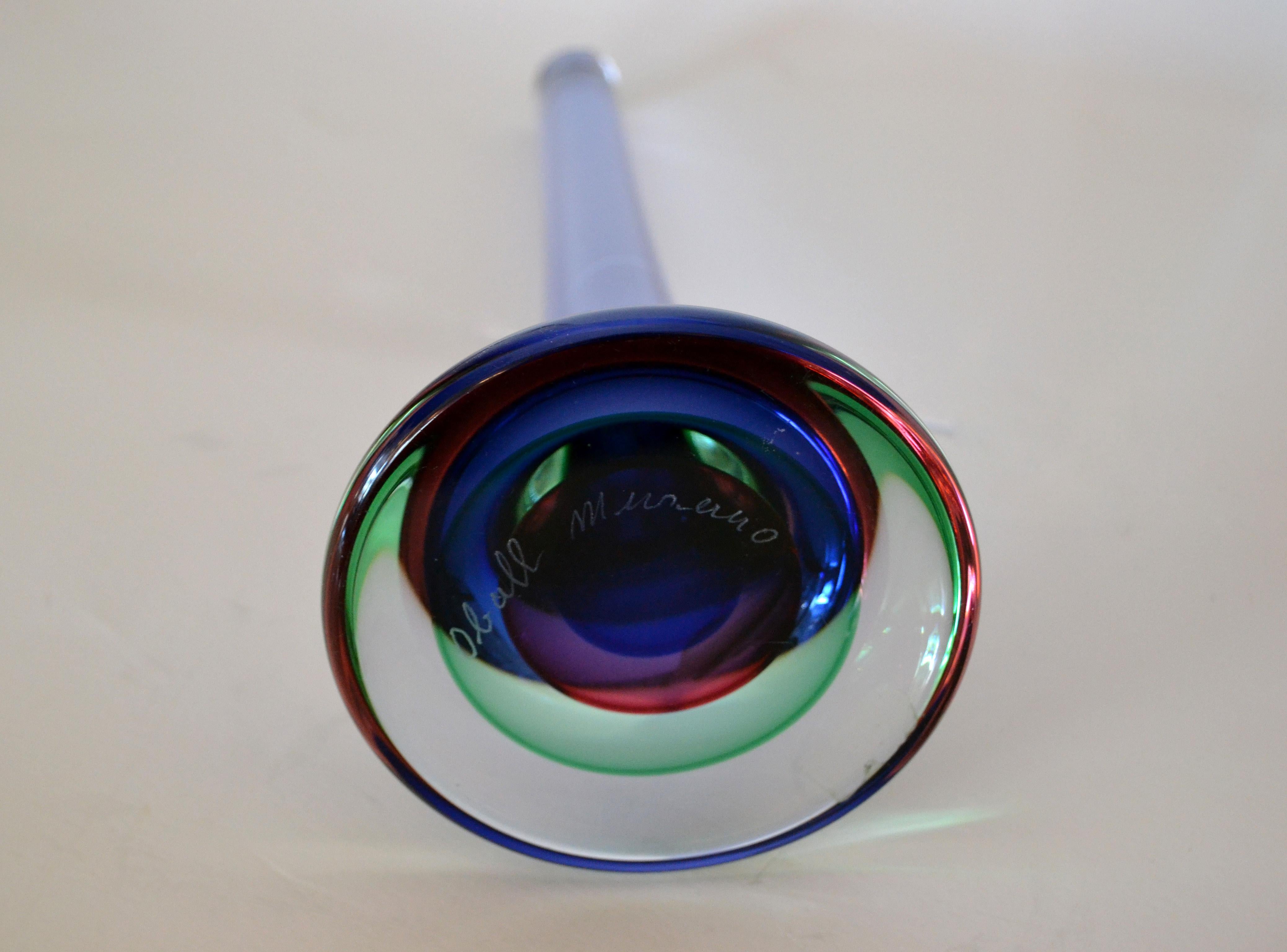 Italian Marked Vetreria Artistica Oball Murano Art Glass Multi-Color Paperweight Italy For Sale