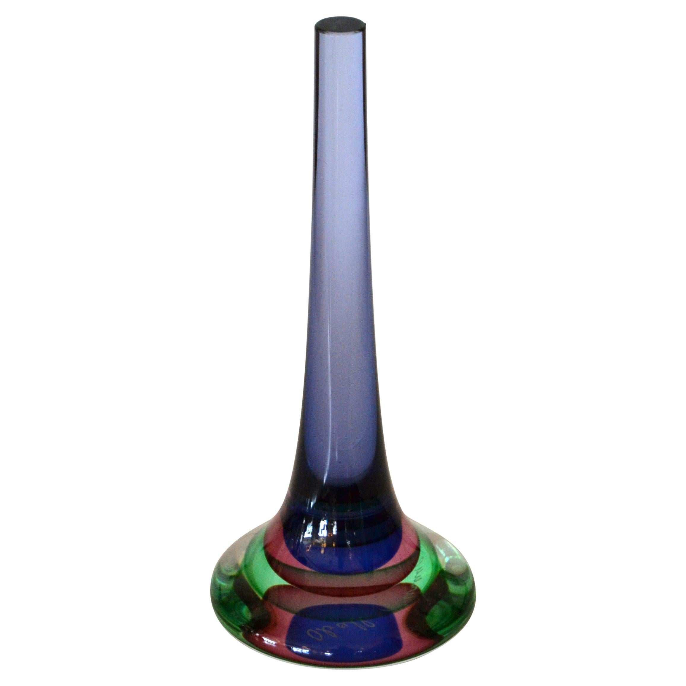 Marked Vetreria Artistica Oball Murano Art Glass Multi-Color Paperweight Italy For Sale