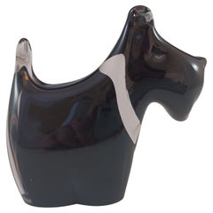 MARKED Wedgwood Black Glass Scottie Dog / Terrier Paperweight SG418