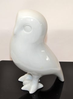 Marked White Royal Dux Porcelain Snow Owl, Animal Sculpture Mid-Century Modern