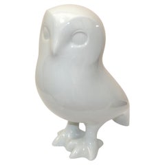 Marked White Royal Dux Porcelain Snow Owl, Animal Sculpture Mid-Century Modern