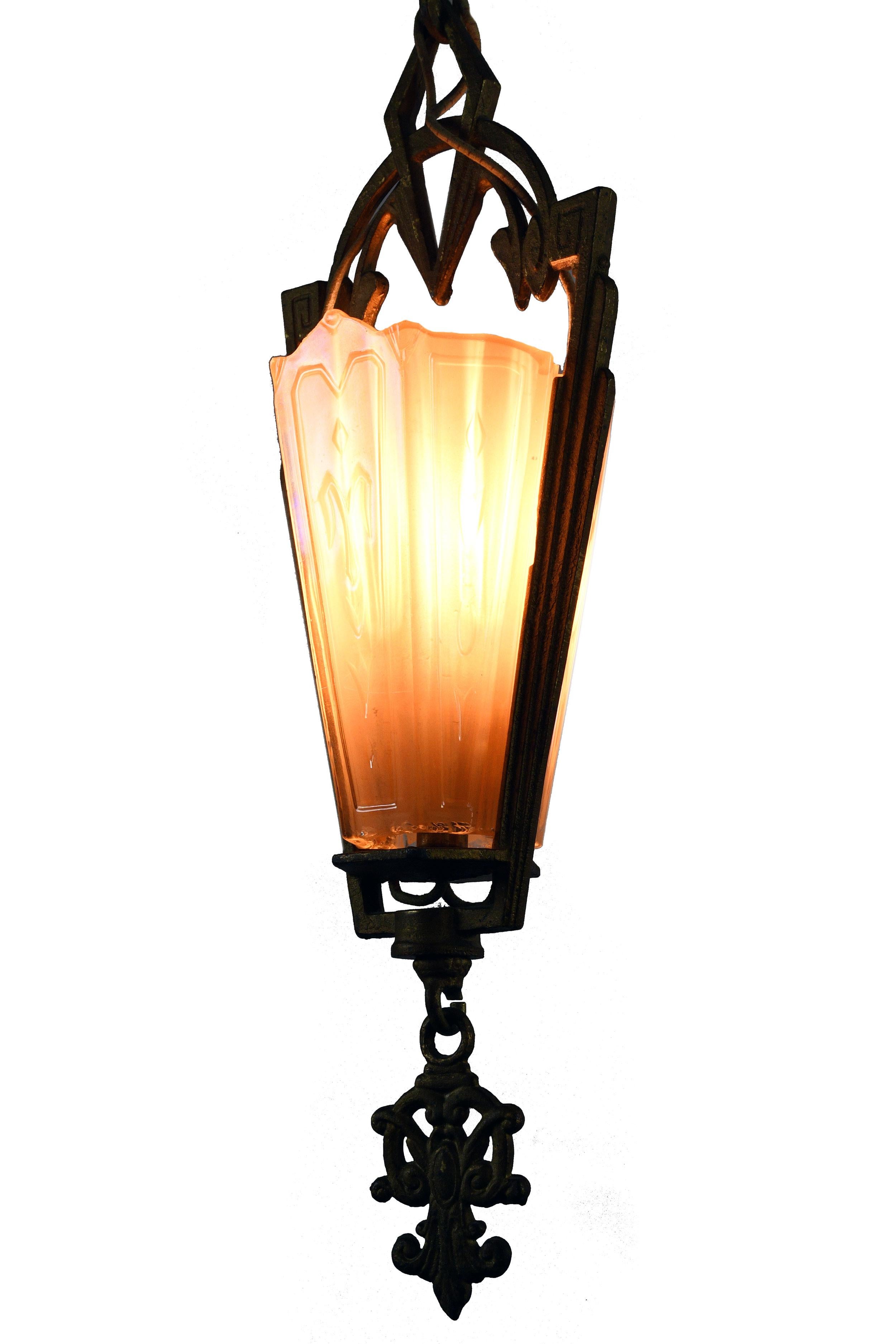 American Markel Pendant with Peach Shade For Sale