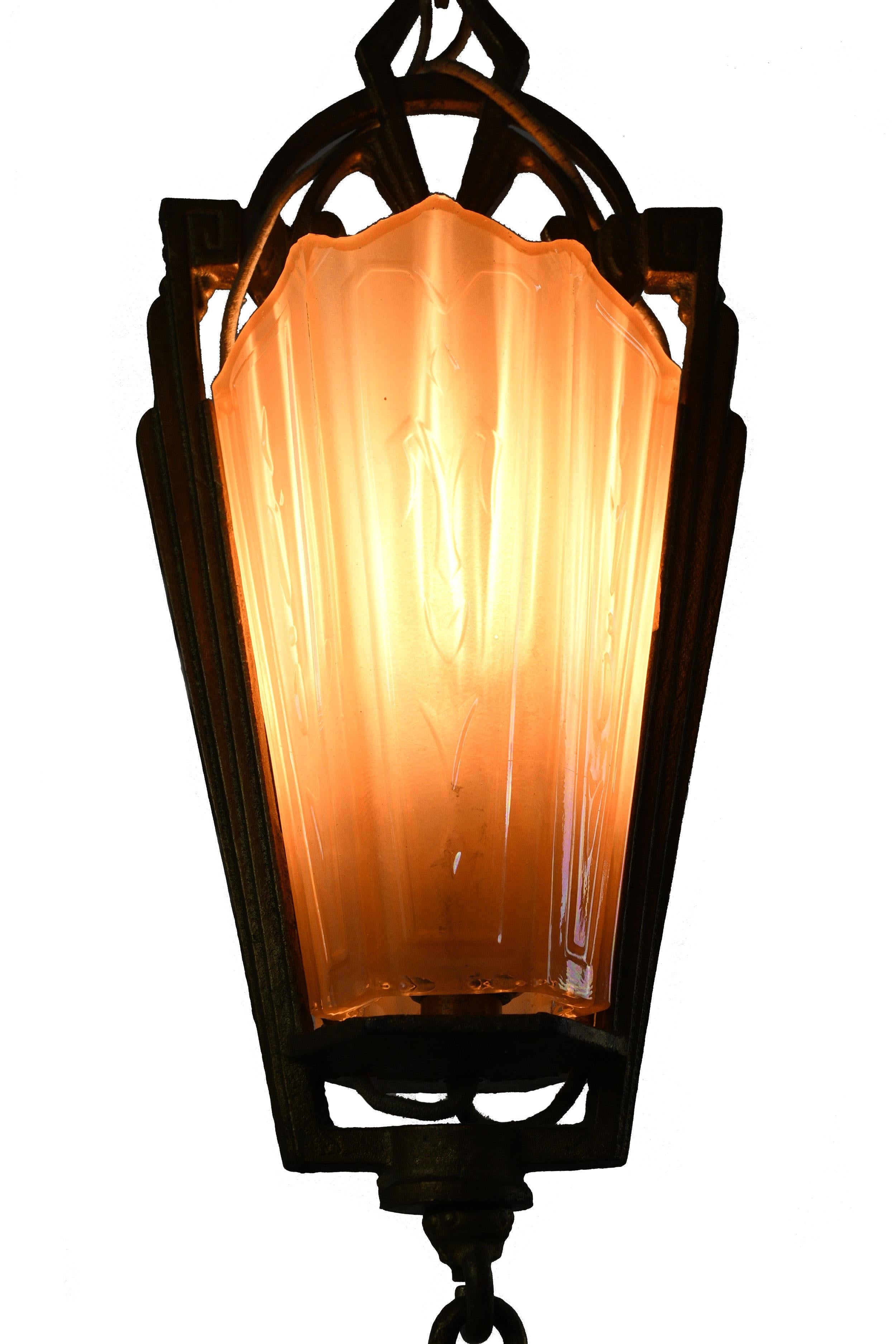 Aluminum Markel Pendant with Peach Shade For Sale