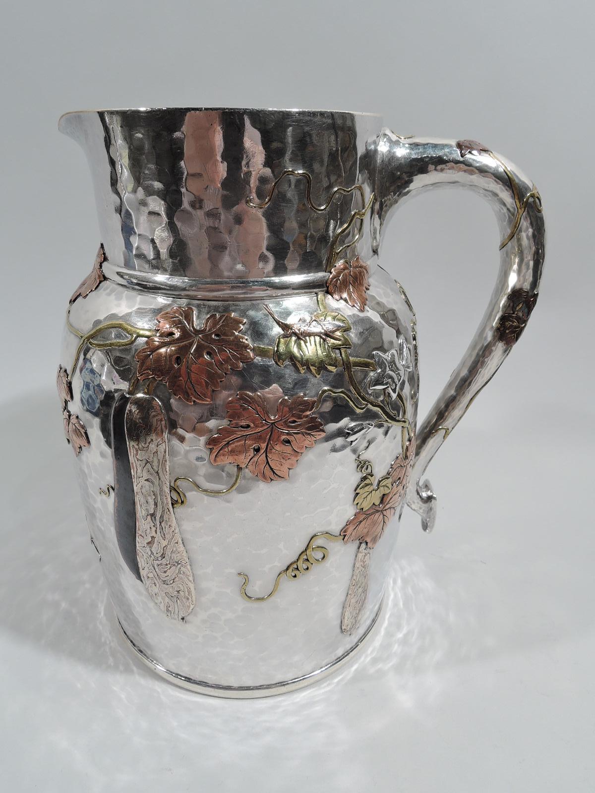 Japonisme Market-Fresh Tiffany Japonesque Mixed Metal Dragonfly Water Pitcher