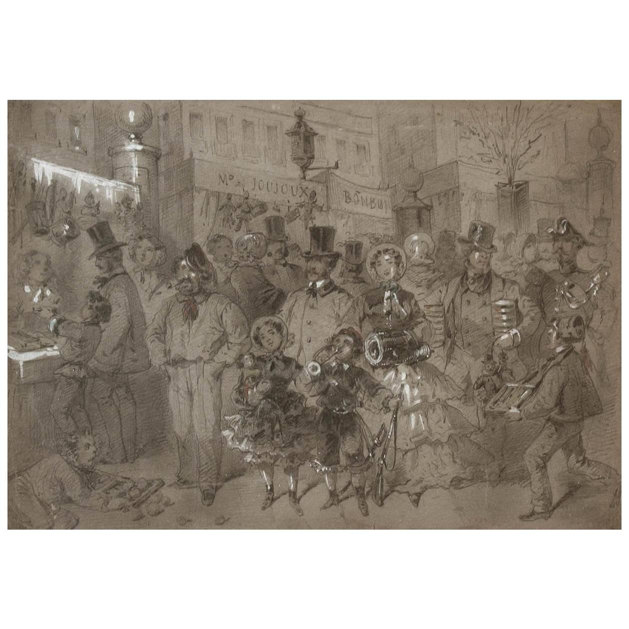 Market Scene in Paris von Egron Sillif Lundgren im Angebot