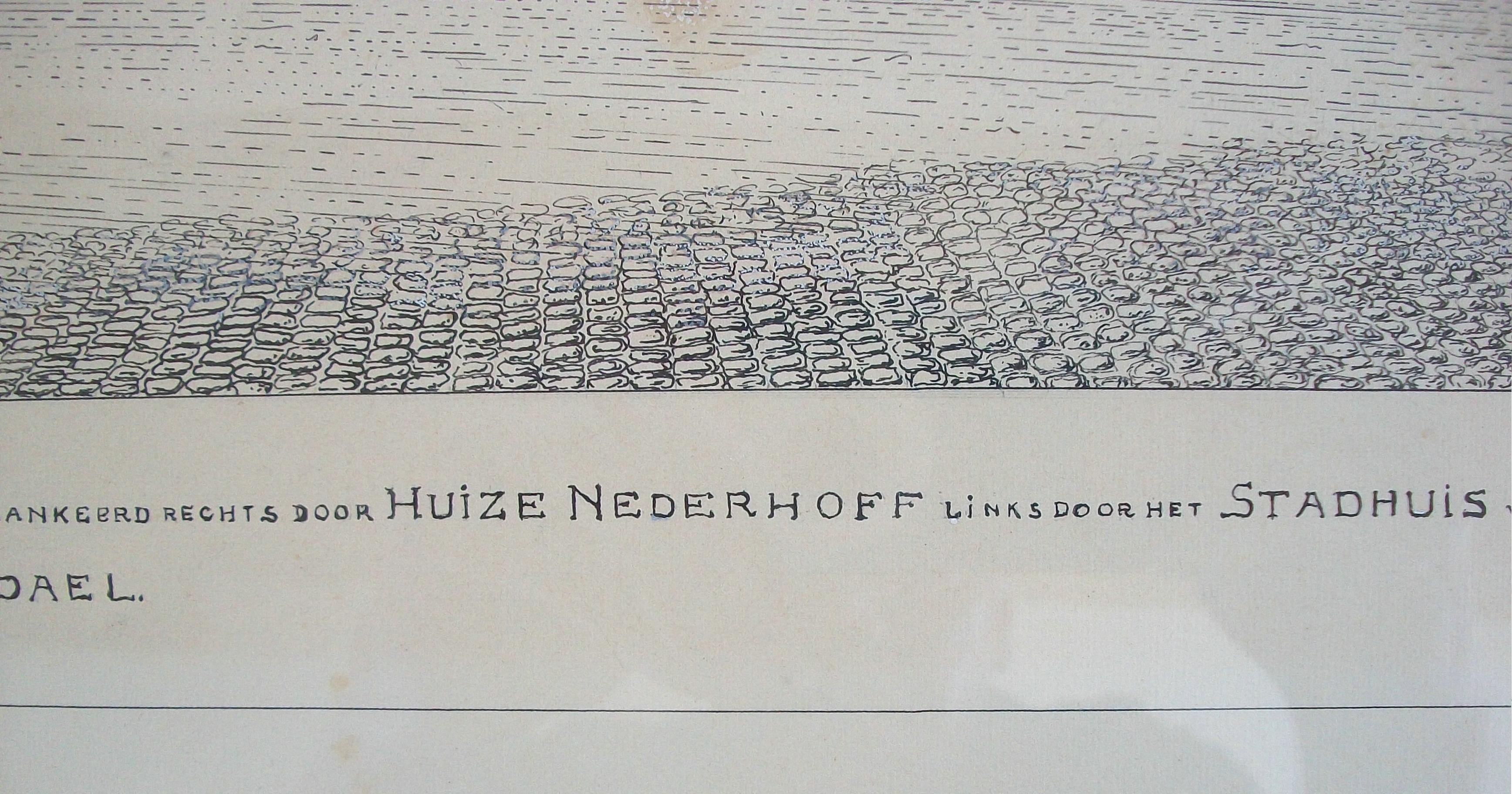 Market Square in Wijk bij Duurstede - Lithograph in Water Gilt Frame - C. 1940 For Sale 6