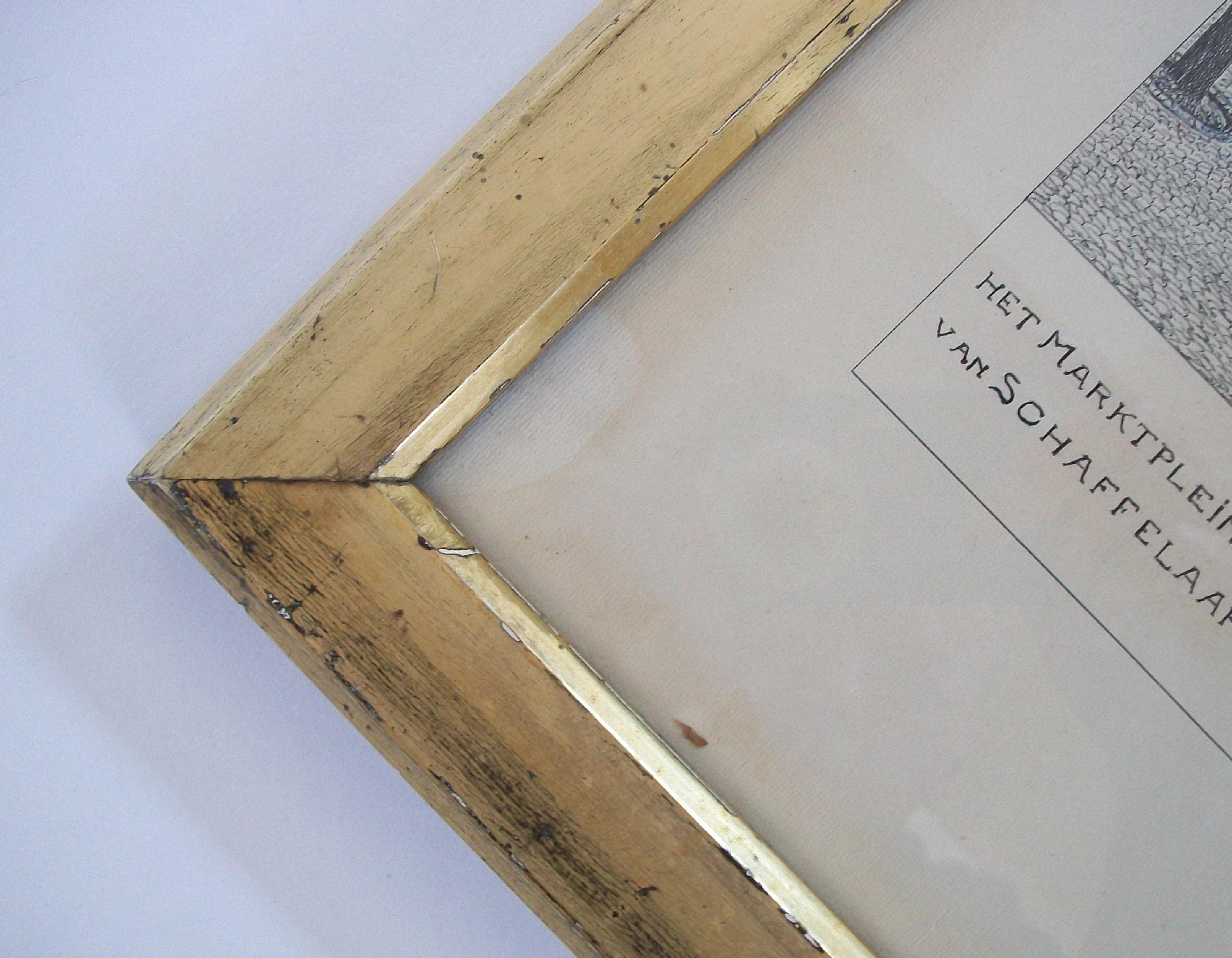 Market Square in Wijk bij Duurstede - Lithograph in Water Gilt Frame - C. 1940 For Sale 1