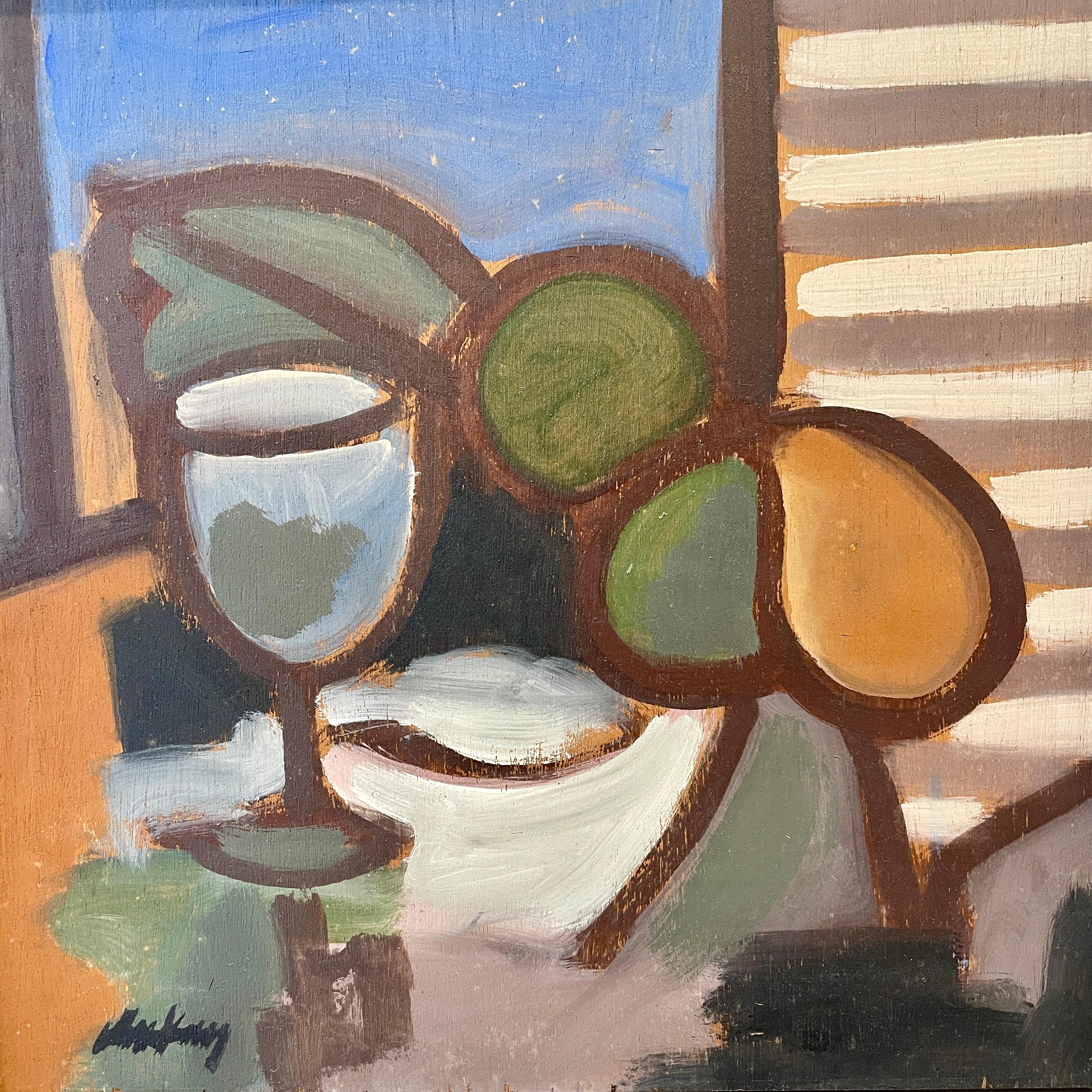 Quintessential still life by Markey. Title - Still Life with Goblet and Fruit - Painting by Markey Robinson