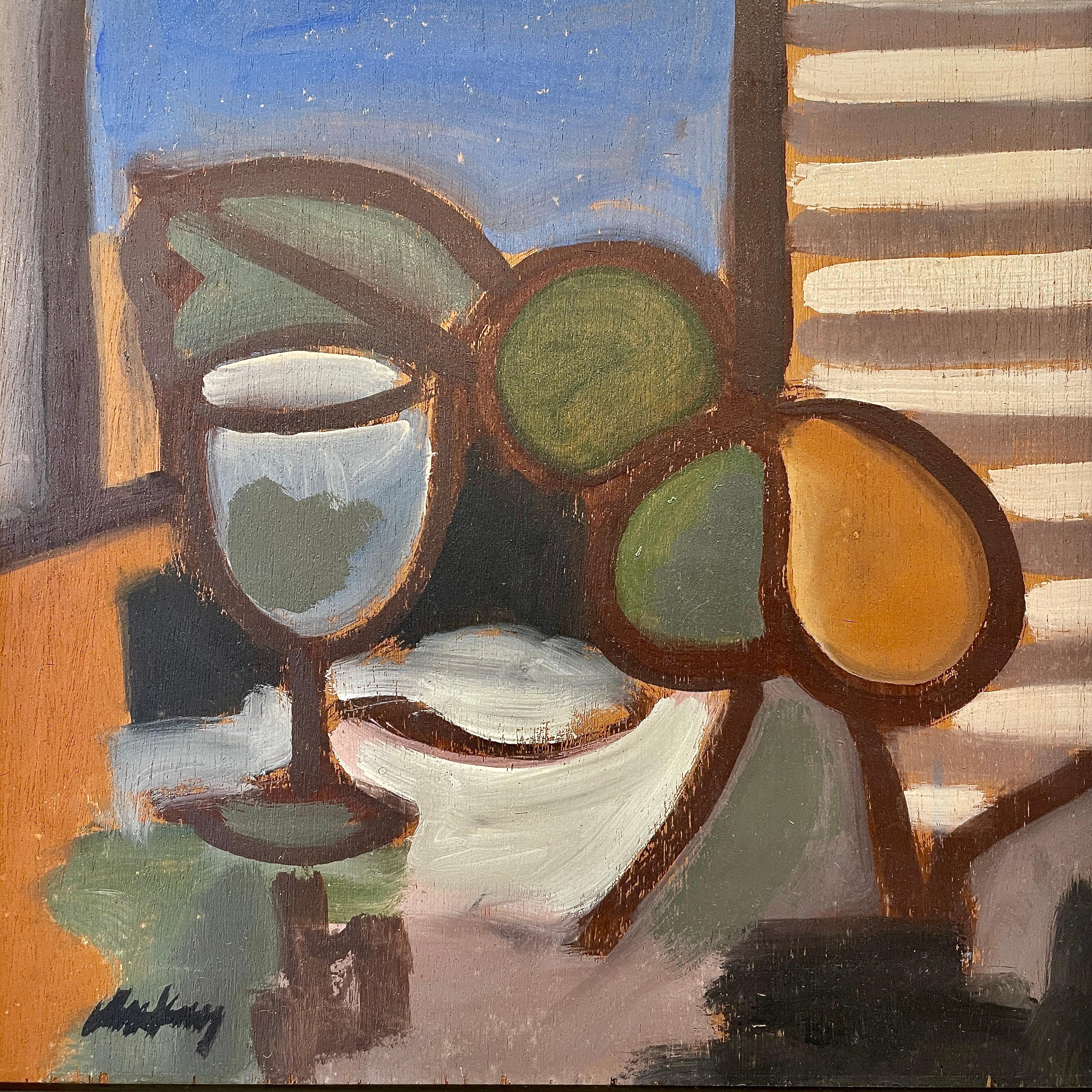 Markey Robinson Still-Life Painting - Quintessential still life by Markey. Title - Still Life with Goblet and Fruit