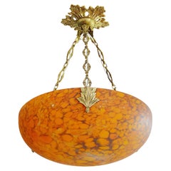 Antique Markhbeinn Rare Art Deco Pendant Chandelier, France, 1920