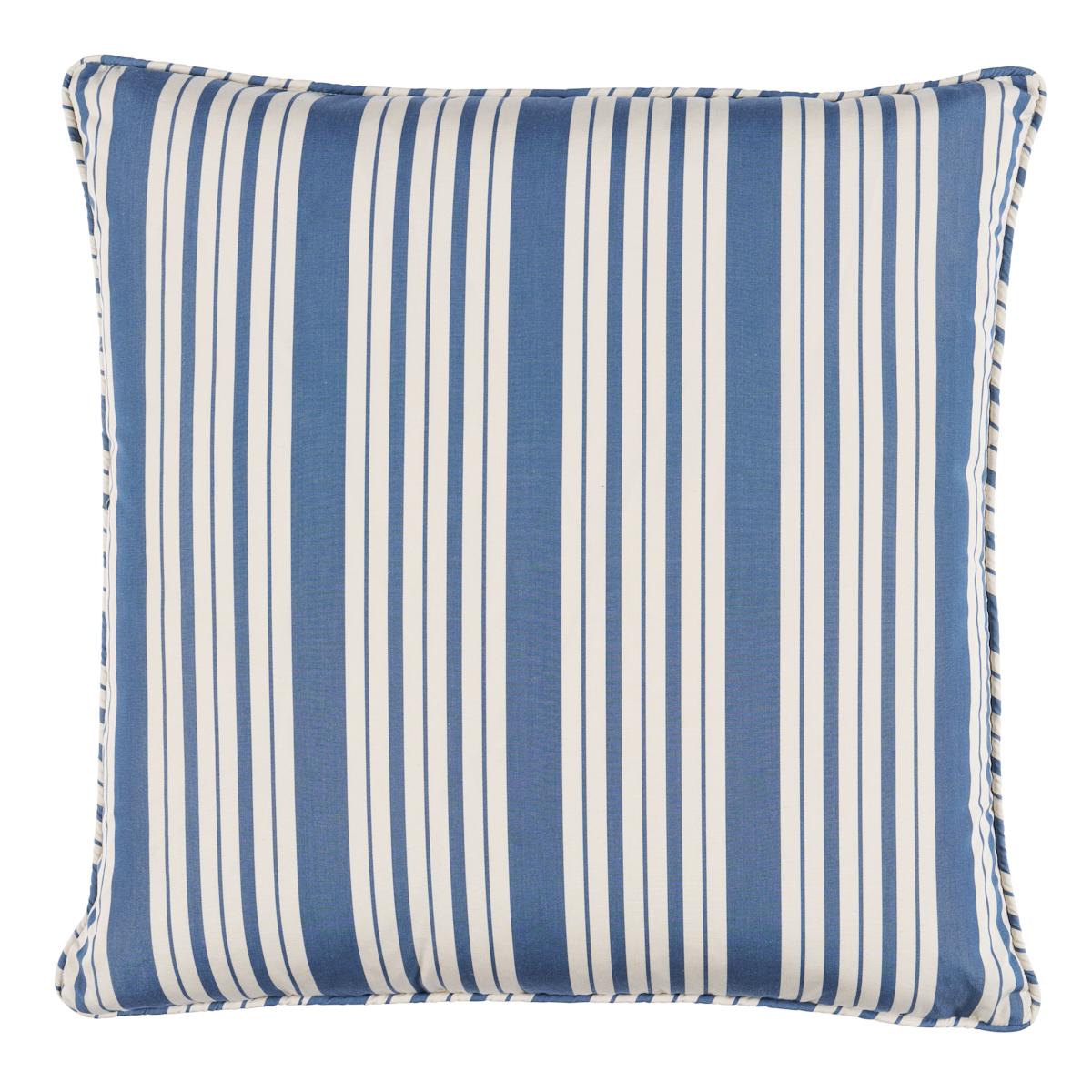 Coussin à rayures indigo 22 x 22 pouces en vente