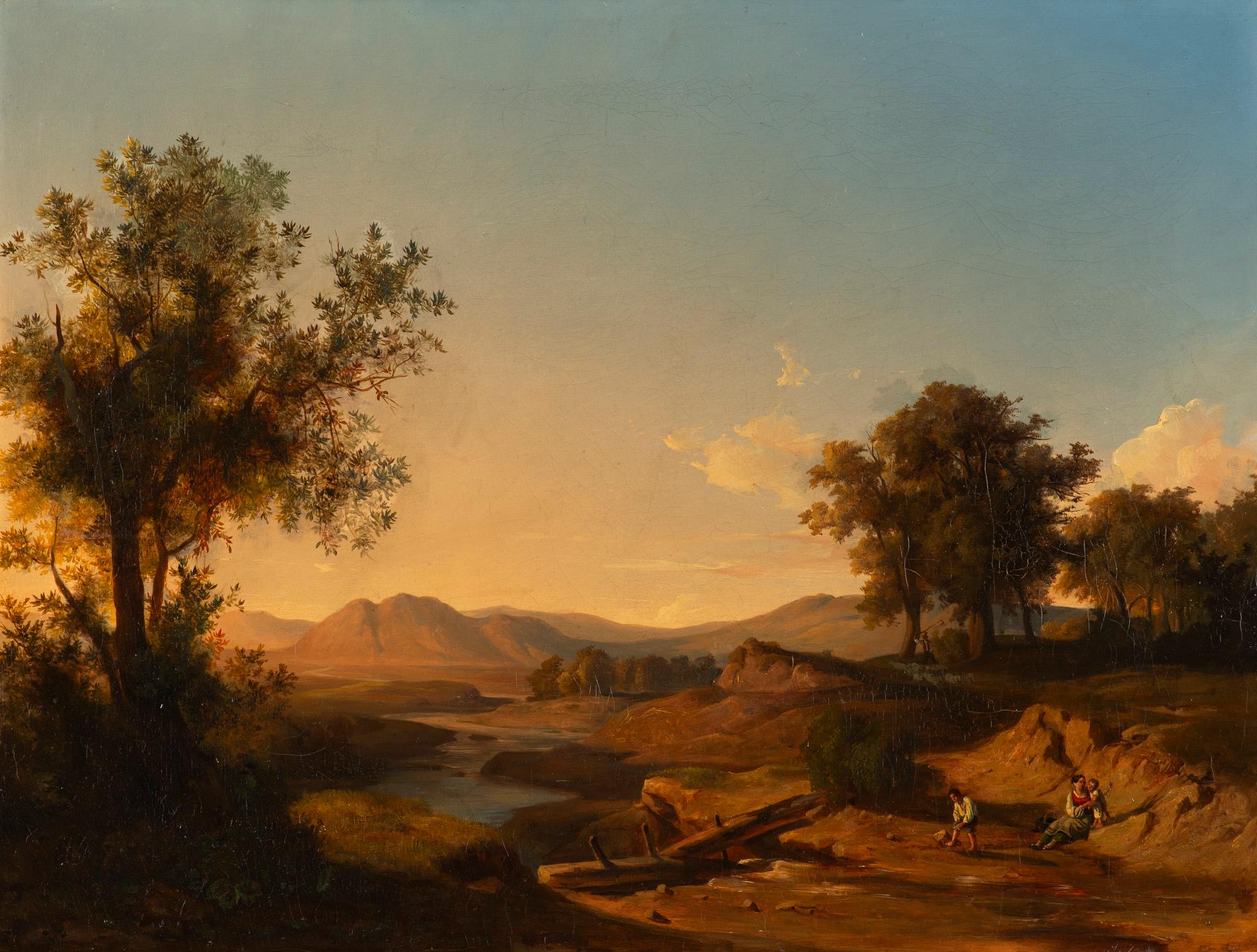 Markó, András (1824-1895): Romantische Landschaft mit Figuren (1852)