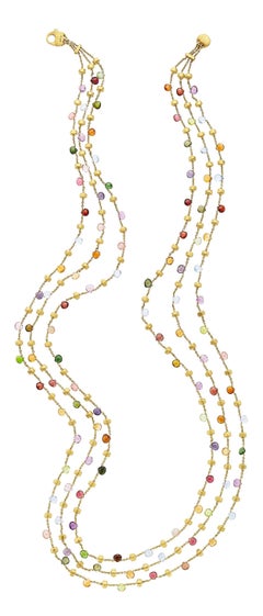 Marco Bicego 18k Yellow Gold Multi-Stone 3-Strand Necklace 29" 55.7g