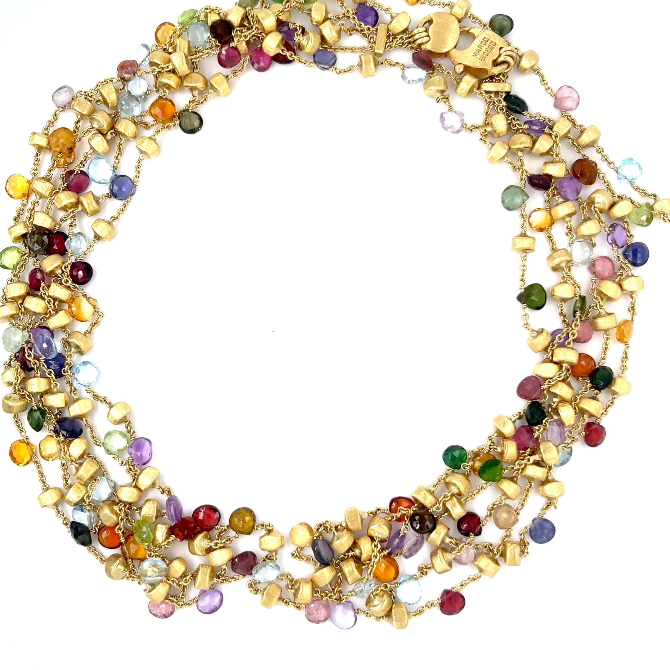 Marko Bicego - Collana a 3 fili con pietre multiple in oro giallo 18 carati da 29