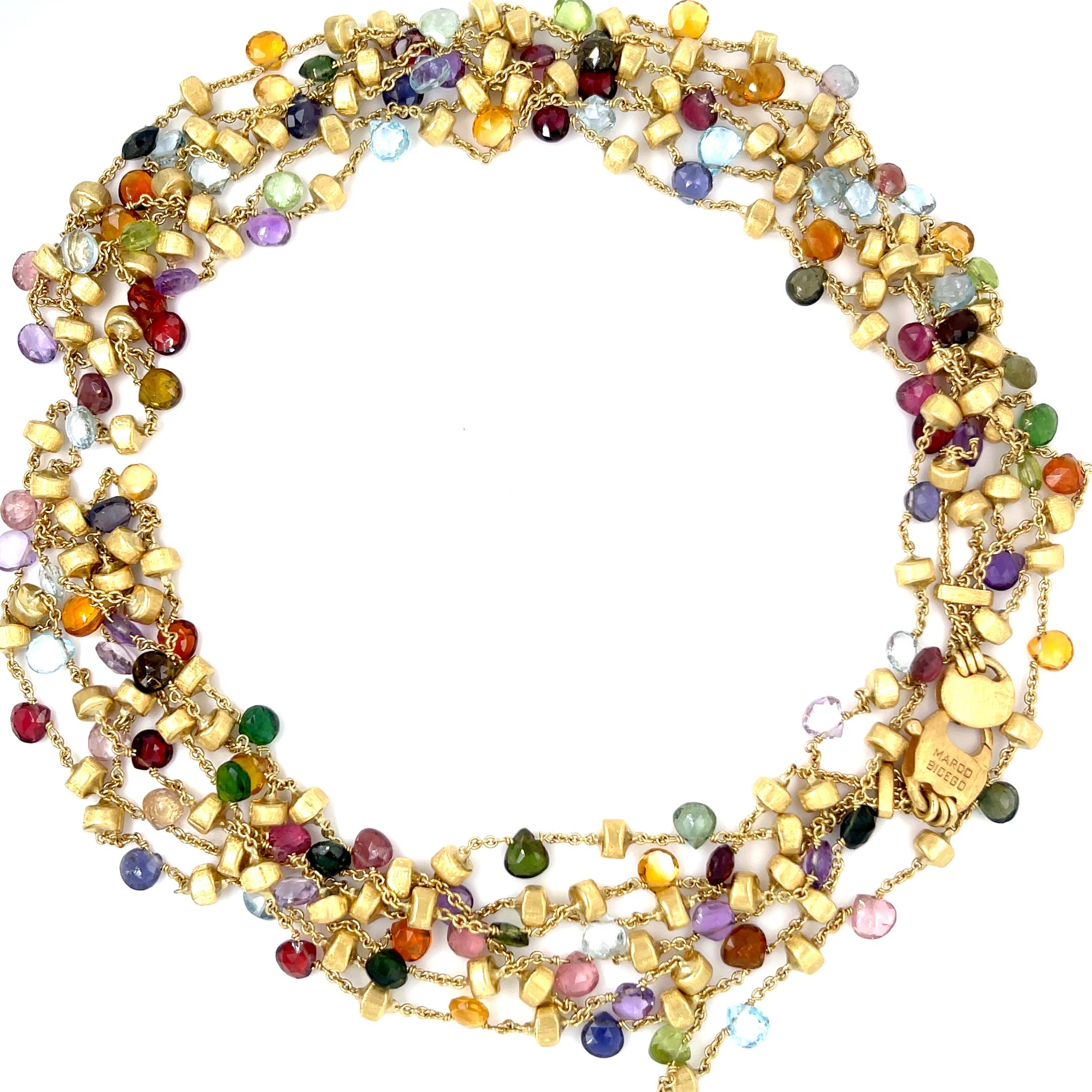 da uomo o donna Marko Bicego - Collana a 3 fili con pietre multiple in oro giallo 18 carati da 29