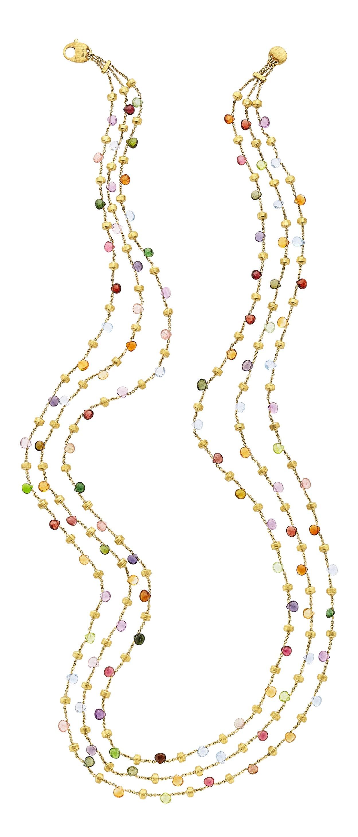 Marko Bicego - Collana a 3 fili con pietre multiple in oro giallo 18 carati da 29