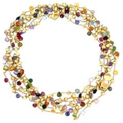 Marco Bicego 18k Yellow Gold Multi-Stone 3-Strand Necklace 29" 55.7g