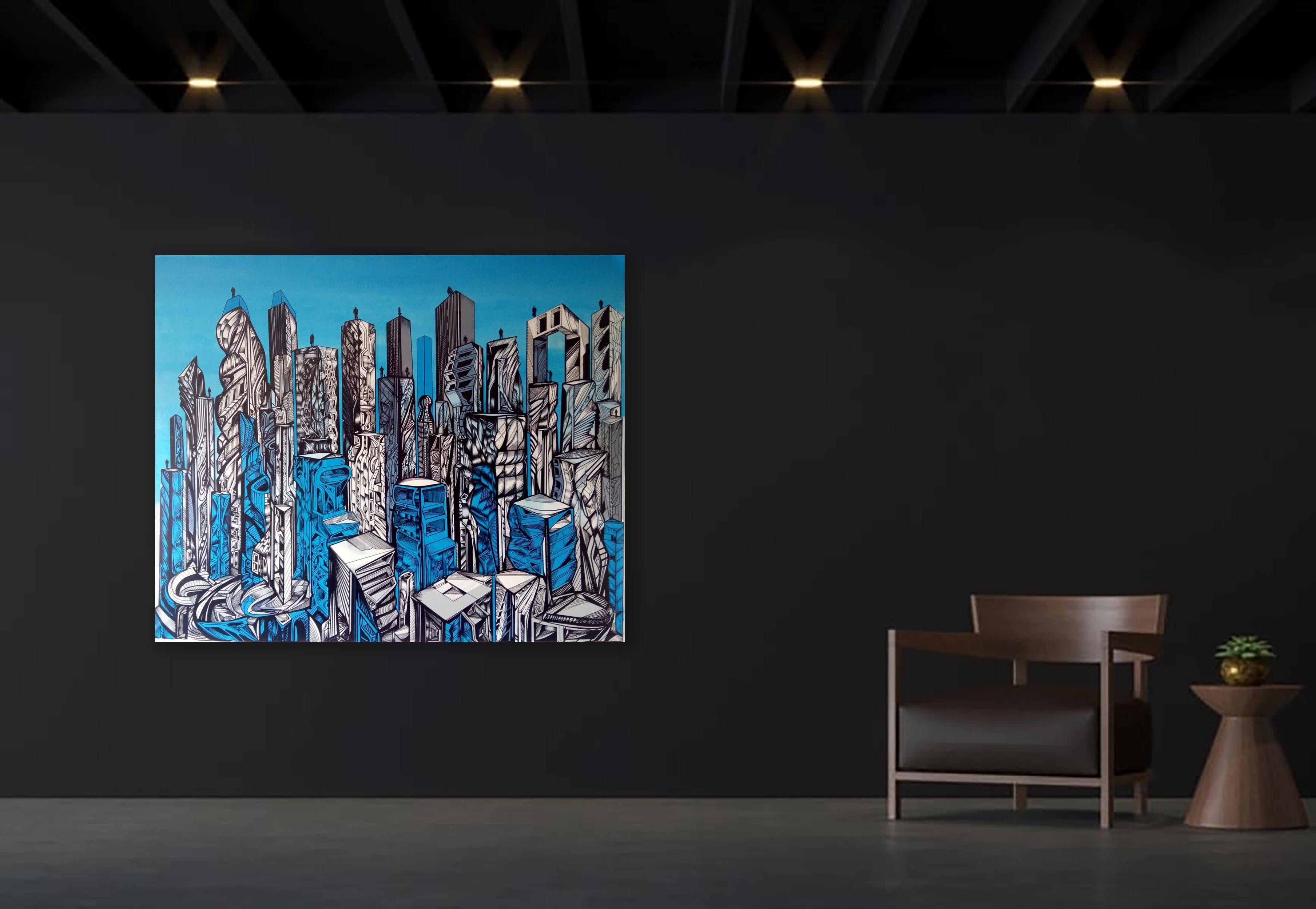 Blue City of Angels - Painting by Marko Gavrilovic