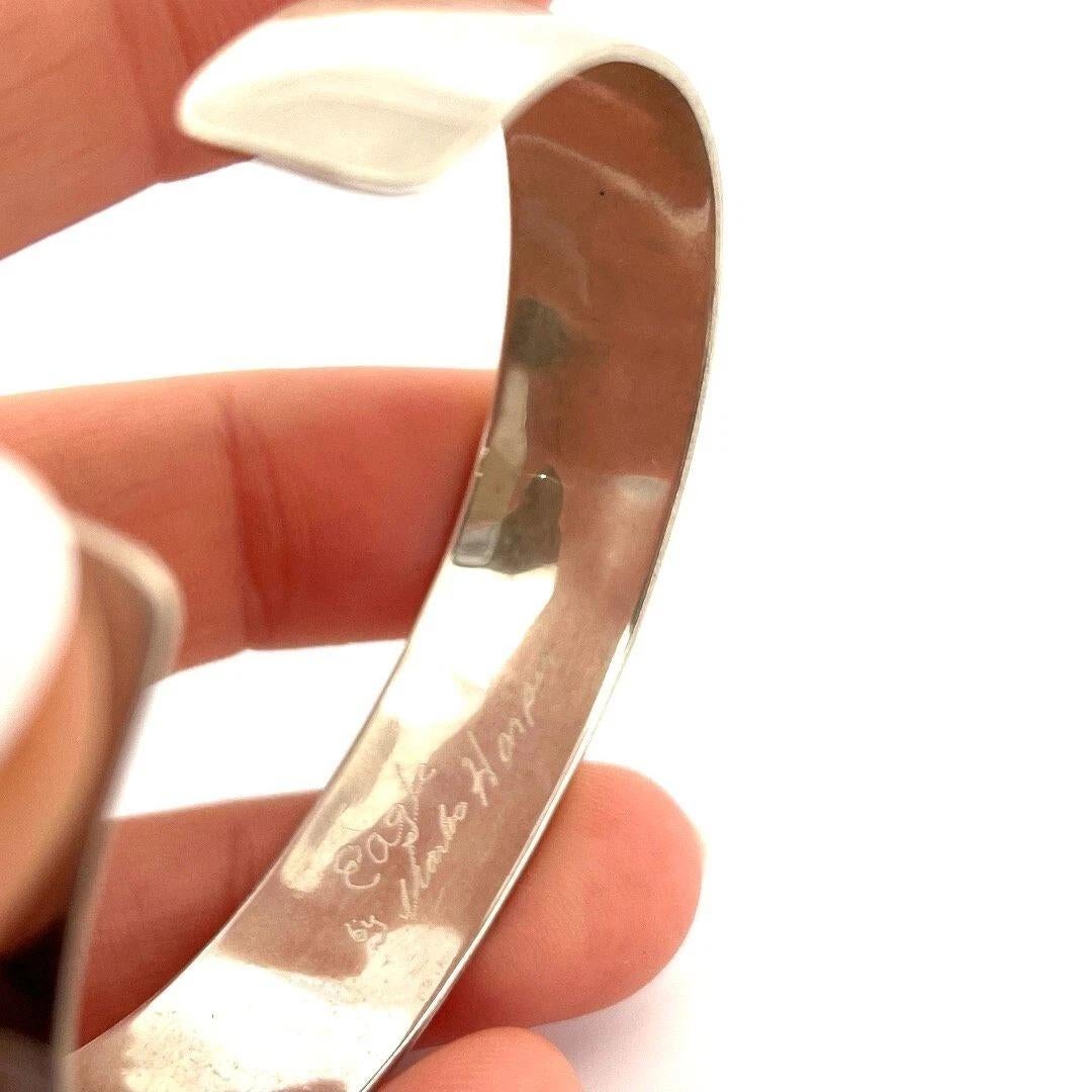 Marko Harper Signed Sterling Silver Cuff 13mm 925 Native Eagle Bracelet For Sale 6