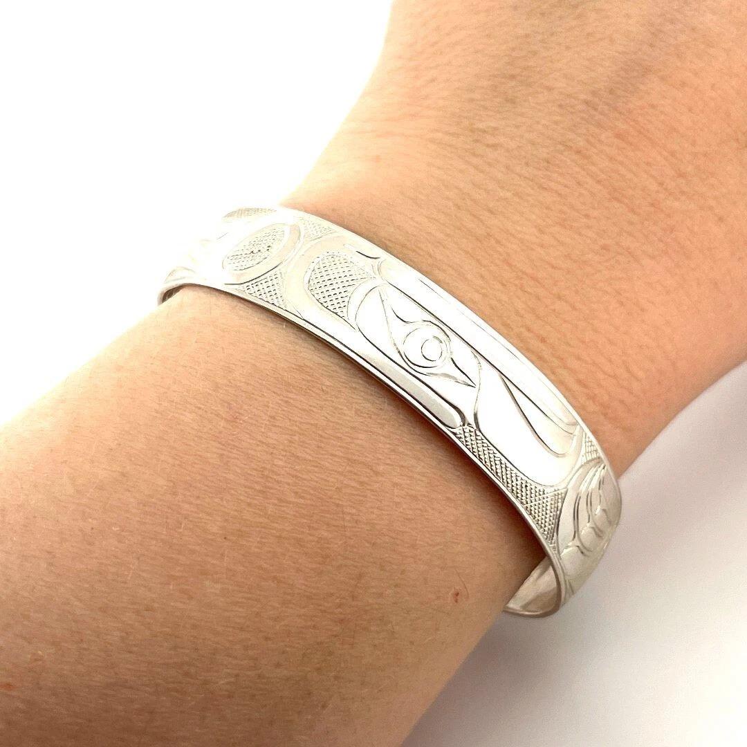 Marko Harper Signed Sterling Silver Cuff 13mm 925 Native Eagle Bracelet For Sale 3
