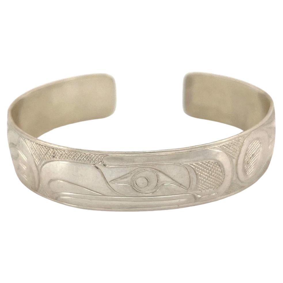 Marko Harper Signed Sterling Silver Cuff 13mm 925 Native Eagle Bracelet For Sale