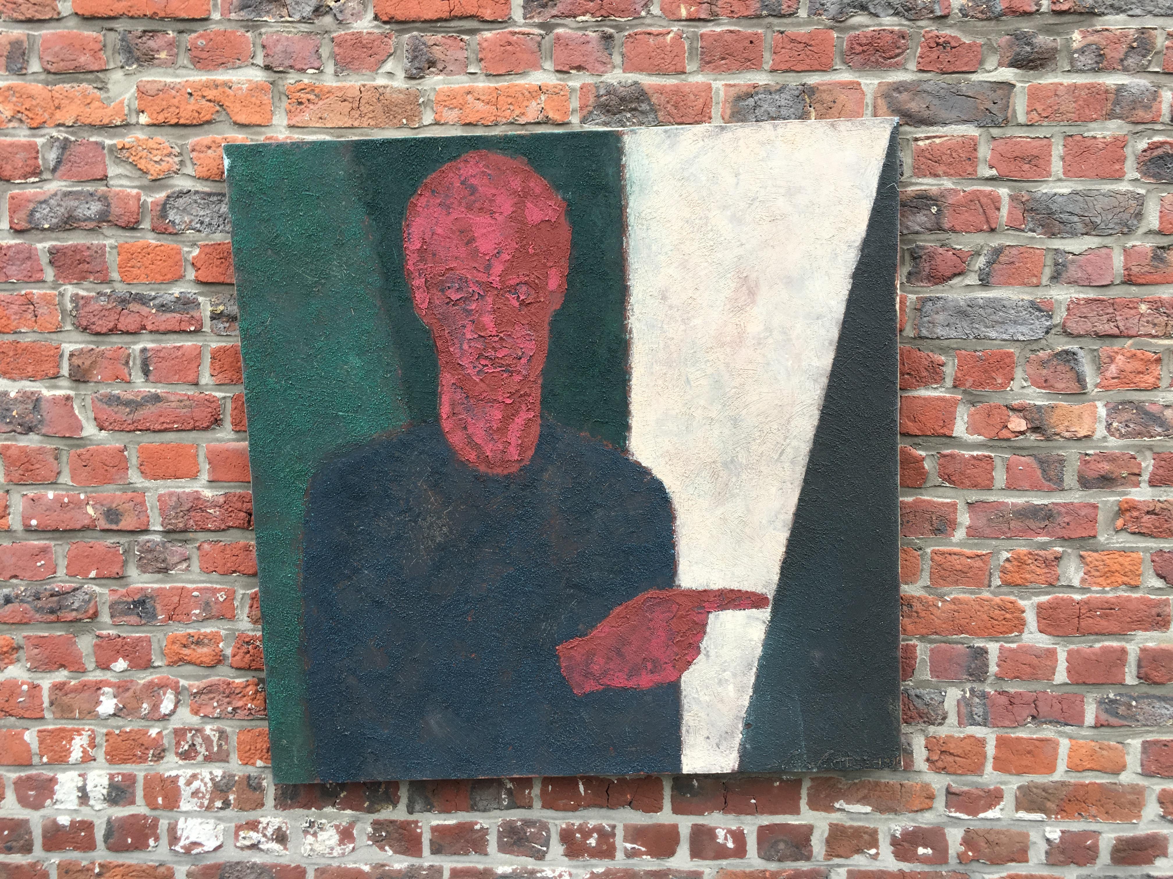 Modern Marko Milovanovic (1965-) Self-Portrait Red and Green, Dated 1991 For Sale