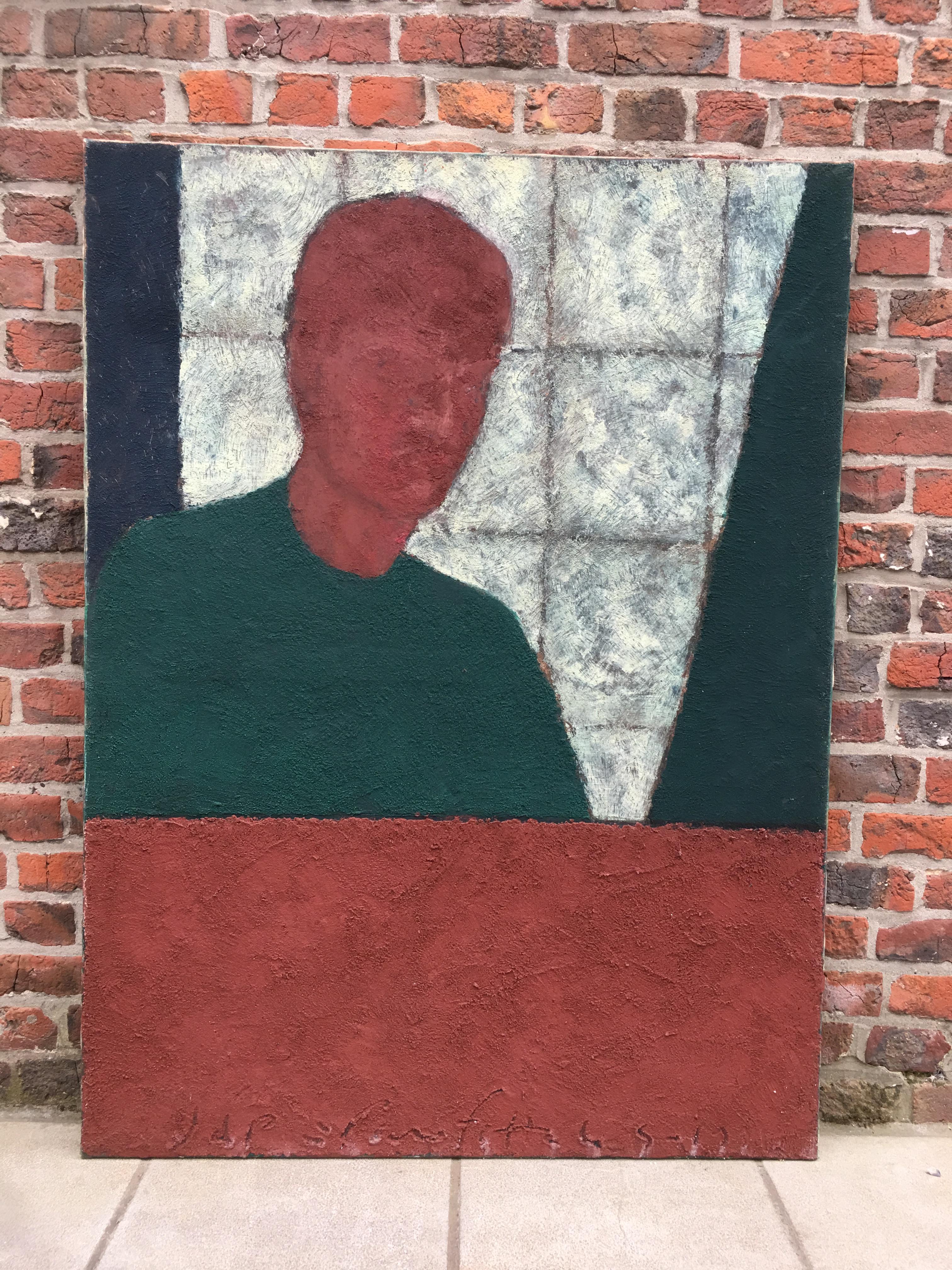 Marko Milovanovic Self-Portrait Red and Green, Dated 1991 In Good Condition For Sale In Saint-Ouen, FR