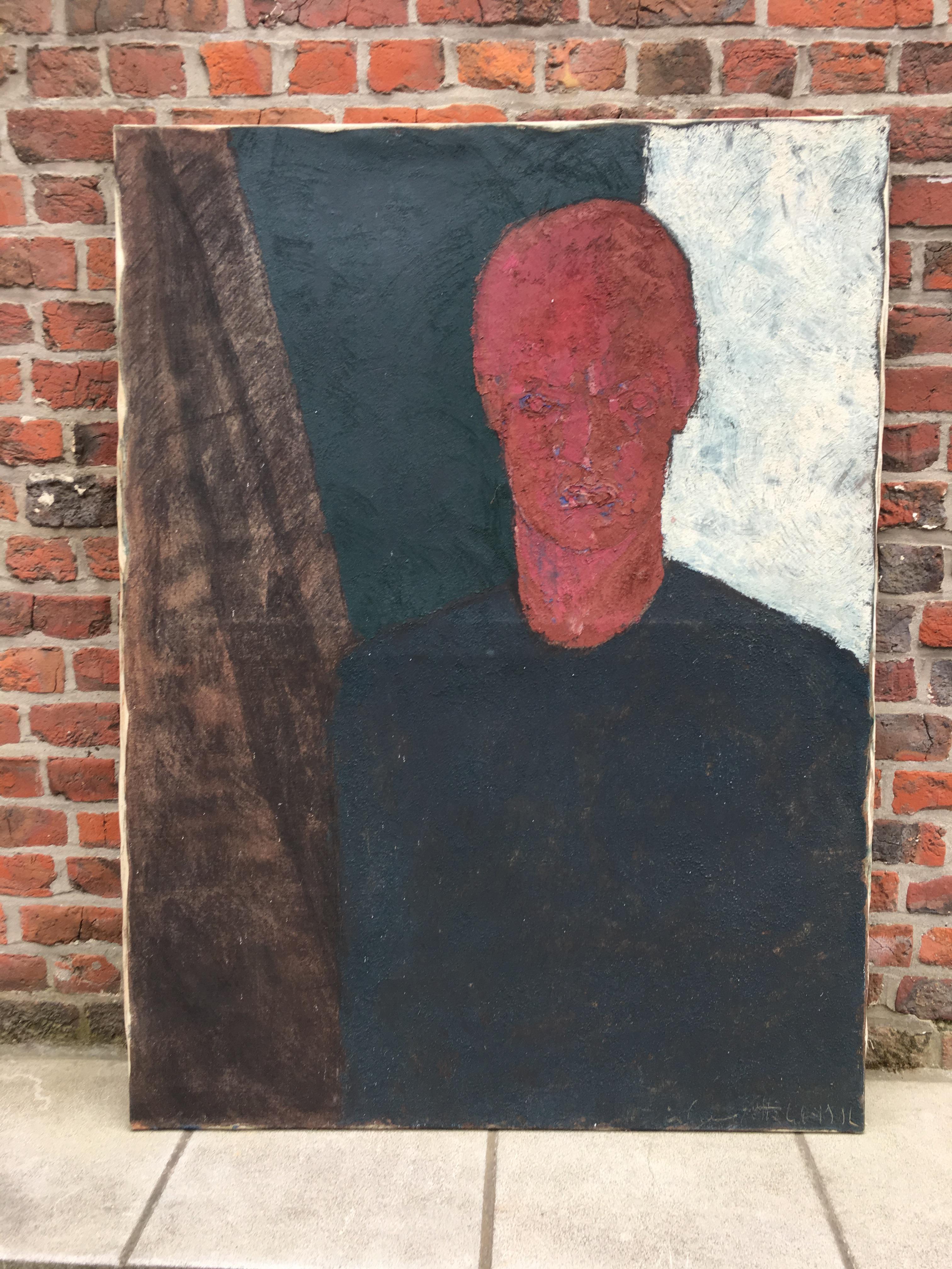 Marko Milovanovic Self-Portrait Red and Green, Dated 1991 In Good Condition For Sale In Saint-Ouen, FR