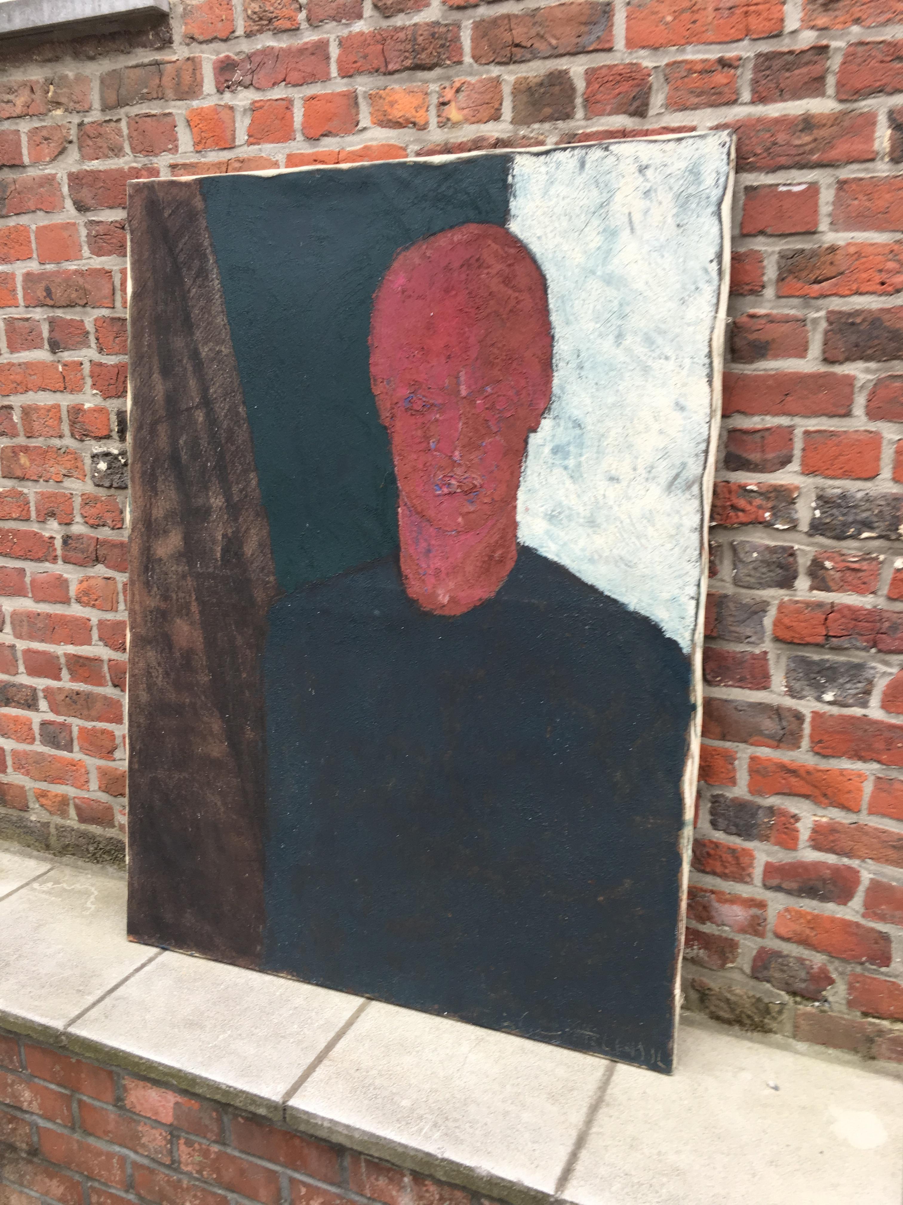 20th Century Marko Milovanovic Self-Portrait Red and Green, Dated 1991 For Sale