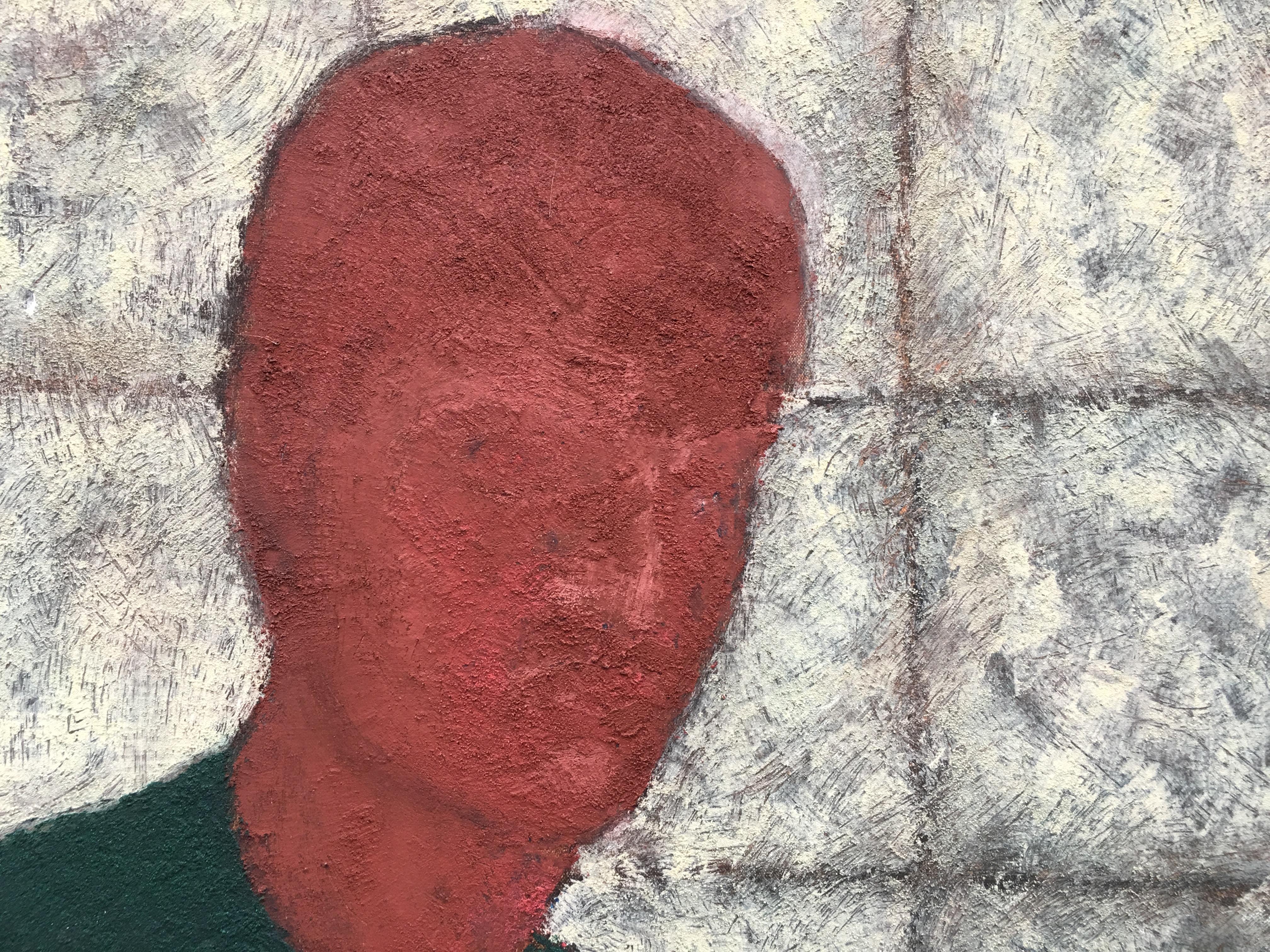 Paint Marko Milovanovic Self-Portrait Red and Green, Dated 1991 For Sale